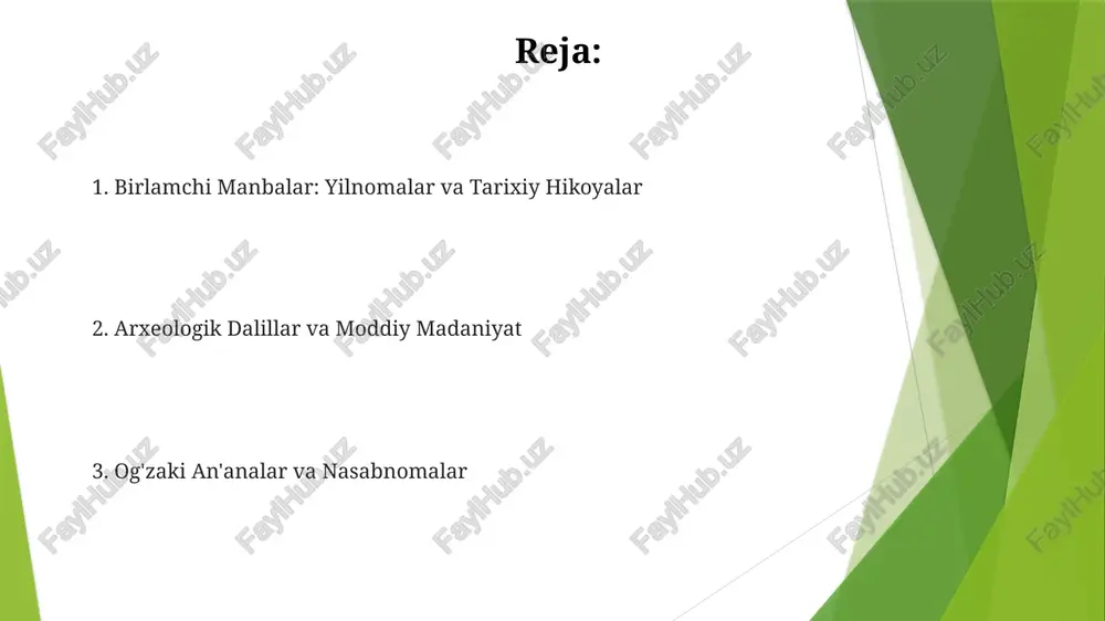 ri jami al-tarawikh (tarixlar to'plami) - 14-asrda yozilgan fors tilidagi matn bo'lib, markaziy osiyo va mo'g'ul imperiyasining tarixini hujjatlashtiradi. o'zbek xalq an'analari va og'zaki tarixlari mo'g'ullar hukmronligi davridagi kundalik hayot va tajribalar haqida ma'lumot beradi. arxeologik dalillar va moddiy madaniyat arxeologik joylar mo'g'ullar hukmronligi davrida madaniy aloqalarni aks ettiruvchi aholi punktlari, istehkomlar va dafn marosimlarini ochib beradi. so'zsiz buyumlar, jumladan, kulolchilik buyumlari, qurollar va ziynat buyumlari ham mongol ta'sirini, ham mahalliy o'zbek an'analarining davomini ko'rsatadi. fors tarixi va xujjatlari fors tilidagi yilnomalar mo'g'ullar davrida o'zbek xalqiga oid qimmatli ma'lumotlar beradi. hisoblar o'zbeklarning migratsiya yo'nalishlari, siyosiy tuzilmalari va boshqa mo'g'ul davridagi jamiyatlar bilan o'zaro munosabatlarini batafsil bayon qiladi. nasabnoma yozuvlari va oila tarixi o'zbek oilalari, ayniqsa, mo'g'ul hukmdorlaridan kelib chiqqanlikni da'vo qilganlarning nasabnoma yozuvlari nasab va ijtimoiy tuzilmalar haqida ma'lumot beradi. fors tilida yoki chag'atoy tilida yozilgan tarixiy yilnomalar va rasmiy hujjatlar o'zbek jamiyatiga mo'g'ul hukmronligining ta'siri, hodisalar va ma'muriy tuzilmalarni …