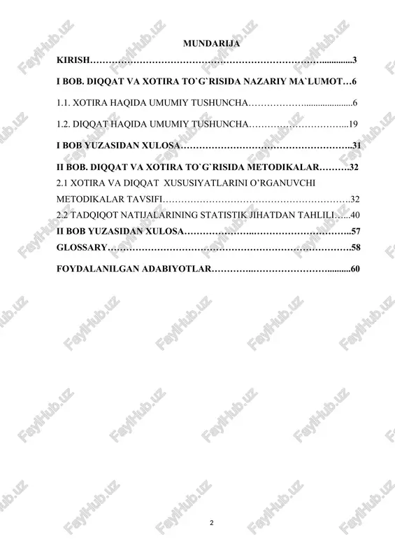 o’rganish. sezgi, idrok va tasavvurlar ixtiyorsiz diqqat va ko’rgazma-obrazli xotira bilan hamkorlikda insonga aniq bir ob’ektlar va ularning bevosita o’rganiladigan xossalari haqida ma’lumot beradilar. psixik aks ettirishning bu shakllari inson tomonidan ob’ektiv reallikni bilishning hissiyotli asoslaridir. diqqat va xotiraning dolzarbligi va zarurati psixologiya, ta'lim, ish faoliyati hamda kundalik hayotda juda muhim ahamiyatga ega. 1. diqqatning dolzarbligi va zarurati. diqqat inson ongini muayyan obyektga qaratadi, bu esa ortiqcha ma'lumotlar ichidan asosiylarini ajratib olish imkonini beradi. o‘quv jarayonida diqqatni jamlash bilimsizlikdan bilimga o'tishning asosiy sharti hisoblanadi. ish unumdorligini oshiradi, diqqat ishda xatolarning kamayishiga, vazifalarning sifatli bajarilishiga yordam beradi. psixologik barqarorlikni ta'minlaydi, diqqatni boshqarish stress va tashvishlarni kamaytirishga xizmat qiladi. 2. xotiraning dolzarbligi va zarurati. xotira inson o‘tmishdagi bilim va tajribalarni saqlab qolish va kerakli paytda esga tushirish imkonini beradi. har qanday o‘rganish jarayoni – bu xotirada yangi ma'lumotni mustahkamlashdir. shaxsiy rivojlanishda o‘z-o‘zini anglash, reja tuzish va qaror qabul qilish uchun xotira zarur. …