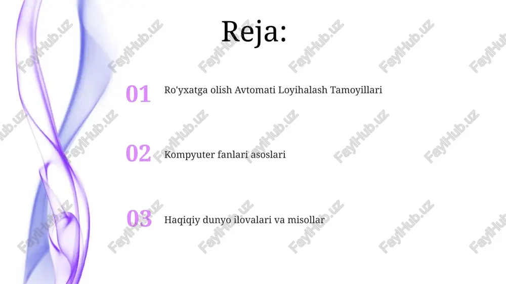 in avtomatlari haqida kirish bu tamoyillar dasturlash, foydalanuvchi interfeysi dizayni va ma'lumotlarni boshqarishni o'z ichiga oladi. bu avtomatlarni yaratish kompyuter fanining asosiy tamoyillariga katta darajada bog'liq. apparat va sensorlar ro'yxatdan o'tish avtomatlari: ro'yxatdan o'tish jarayonlarini soddalashtirish uchun apparat va dasturiy ta'minotdan foydalanadigan ilovalar. kompyuter fani asoslari: algoritmlar, mantiq va ma'lumot tuzilmalari tekshirish avtomatlashtirishini kuchaytiradi. mashina ta'limi va sun'iy intellekt ro'yxatdan o'tish avtomatlashtirilishi jarayonlarni avtomatlashtirish va samaradorlikni oshirish uchun algoritmlardan foydalanadi. mashina o'rganishi va sun'iy intellekt ro'yxatga olishni avtomatlashtirish uchun kalit texnologiyalar hisoblanadi. ma'lumotlar tuzilmalari va algoritmlar avtomatlashtirilgan ro'yxatga olish moslamalari samarali ma'lumotlarni saqlash va olishga tayanadi, bu esa ma'lumotlar tuzilmalari tomonidan ta'minlanadi. ma'lumotlar tuzilmalari va algoritmlar check-in avtomatlarini yaratishda muhim ahamiyatga ega. check-in avtomatlarining kelajagi korxonalar uchun samaradorlikni oshirish va xarajatlarni kamaytirish. tezroq va aloqasiz ro'yxatdan o'tish bilan yaxshilangan foydalanuvchi tajribasi. tarmoq aloqasi 01 02 tarmoq aloqasi ro'yxatga olish avtomatlarini yaratish. sales 1st qtr 2nd qtr 100 0 sales 1st …