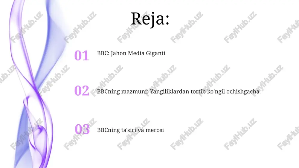 n xizmati bbc yangiliklari jamoatchilikka xizmat qiluvchi eshittirish jamoatchilik xizmati radioeshittirish ko'pincha musiqalari va jonli chiqishlari uchun bbc arxivlaridan arxiv kadrlarini va yozuvlarini foydalanadi. public service broadcasting, topilgan audiolarni ko'pincha o'z ichiga olgan, eksperimental va elektron musiqasi bilan tanilgan britaniya guruhi. bbc buyuk britaniya jamoatchilik xizmati eshittirish tashkiloti bo'lib, global auditoriyaga radio, televidenie va onlayn kontentni taqdim etadi. radioeshittirish xizmatlari va kanallari u keng ko'lamli dasturlarni, jumladan, yangiliklar, dramalar, hujjatli filmlar va ko'ngil ochish dasturlarini ishlab chiqaradi. bbc - bu britaniya radioeshittirish kompaniyasi bo'lib, radio, televidenie va onlayn xizmatlarni jamoatchilik mablag'lari hisobiga amalga oshiradi. bbc yuqori sifatli mazmuni va xolislikka hamda jamoatchilikka xizmat qilishga bo'lgan sodiqligi bilan tanilgan. dasturlash va kontent ma'lumot: bbc - buyuk britaniya xonadonlari to'laydigan litsenziya to'lovi bilan moliyalashtiriladigan jamoat xizmati eshittiruvchisi. dasturlash va kontent: bbc turli xil dasturlarni, jumladan yangiliklar, hujjatli filmlar, dramalar va komediyalarni ishlab chiqaradi. bbc yuqori sifatli dasturlari va xolislikka sodiqligini bilish bilan …