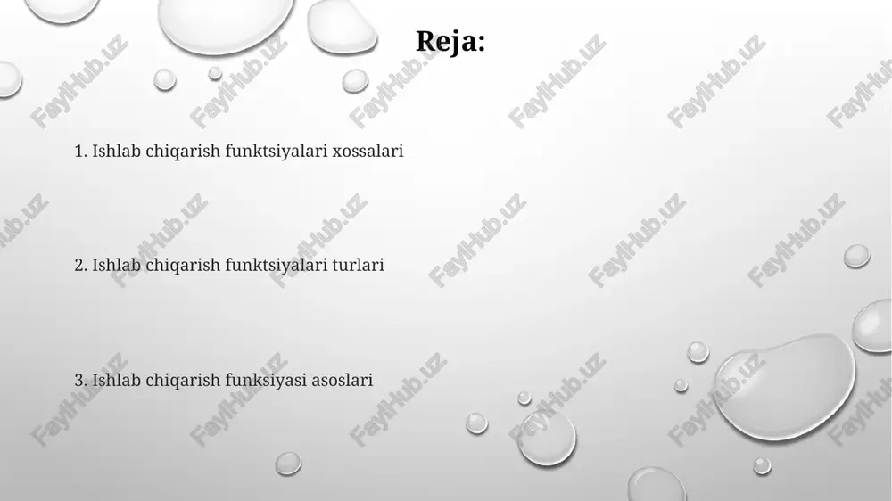 hosil qiladi. miqyosga doimiy qaytish kirish oshganda chiqish ham mutanosib ravishda oshadi. ishlab chiqarish funksiyasi chiziqli yoki doimiy qiyalikka ega. kirish omillarining chegara mahsulotlari doimiy bo'ladi. miqyosga qaytish miqyos bo'yicha kamayuvchi daromad: chiqish, kiritishga nisbatan proportsional ravishda kamroq ortadi. miqyosga nisbatan ortib boruvchi daromad: chiqish kirishdan ko'proq nisbatda o'sadi. miqyosga nisbatan doimiy qaytish: chiqish kirishlar bilan mutanosib ravishda oshadi. umumiy mahsulot jami mahsulot - bu ma'lum miqdordagi kirish bilan korxona tomonidan ishlab chiqarilgan umumiy chiqishdir. ishlab chiqarish funktsiyalari chegara hosildorlik (bir qo'shimcha kirish birligidan chiqishdagi o'zgarish), o'rtacha hosildorlik (kirish birligiga to'g'ri keladigan chiqish) va umumiy hosildorlik (umumiy chiqish) bilan tavsiflanadi. ishlab chiqarish funktsiyalari kirish va chiqish o'rtasidagi bog'liqlikni aks ettiradi, ularning xususiyatlari o'sib borayotgan, kamayayotgan va doimiy miqyosda qaytishni o'z ichiga oladi. iqtisodiyotdagi qo'llanmalar resurslarni taqsimlash: foyda yoki jamiyat farovonligini maksimal darajada oshirish uchun resurslarni qanday taqsimlash kerakligini aniqlash. ishlab chiqarish tahlili: ishchi kuchi va kapital kabi kirishlarni chiqishlarni yaratishda …