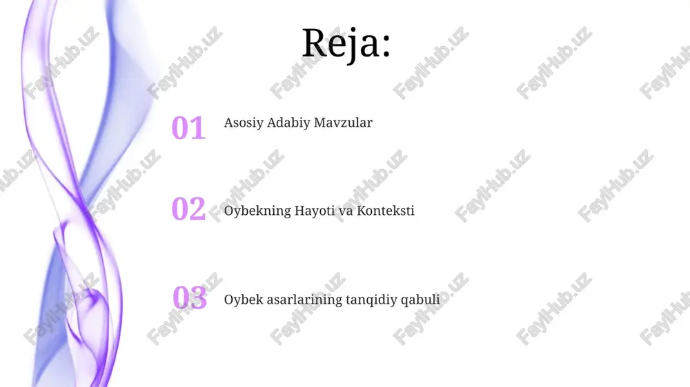 a mustaqil o'zbekistonning murakkabligini aks ettiradi. oybekning asarlari: tanlangan umumiy ko'rinish oybek adabiyotda realizmning qattiq tarafdori edi, chunki u hayotning murakkabliklarini aks ettiradi, deb hisoblardi. oybekning asarlari roman, qissa va pyesalar kabi turli janrlarda yozilgan. u ijtimoiy adolat, milliy o'zlik va insoniy munosabatlar mavzusini o'rgandi. oybekning ijtimoiy tanqidi u adabiyotning ijtimoiy ong shakllanishi va o'zgarishlarni rag'batlantirishdagi rolini tahlil qiladi. oybekning adabiy-tanqidiy qarashlari realizm va adabiyotda ijtimoiy ahamiyatning muhimligini ta'kidlaydi. oybekning ijtimoiy tanqidlari ko'pincha jamiyatdagi adolatsizliklar va tengsizliklarni tanqid qiladi. oybekning siyosiy qarashlari oybek adabiyotda tanqidiy tahlil va murakkab ijtimoiy masalalarni o'rganishning ahamiyatini ta'kidlaydi. oybek demokratik qadriyatlar va ijtimoiy adolatni qo'llab-quvvatlovchi. oybek adabiyot orqali madaniy merosni saqlash va targ'ib qilishni himoya qiladi. oybekning yozuvidagi asosiy mavzular shaxsiyat va jamiyat: oybek tez o'zgarib borayotgan dunyoda shaxsiy intilishlar va jamiyat kutilishlari o'rtasidagi ziddiyat bilan kurashdi. ijtimoiy adolat va tenglik: oybek ijtimoiy tengsizlik, qashshoqlik va inson huquqlari uchun kurash mavzusini ochib berdi. milliy identifikatsiya …