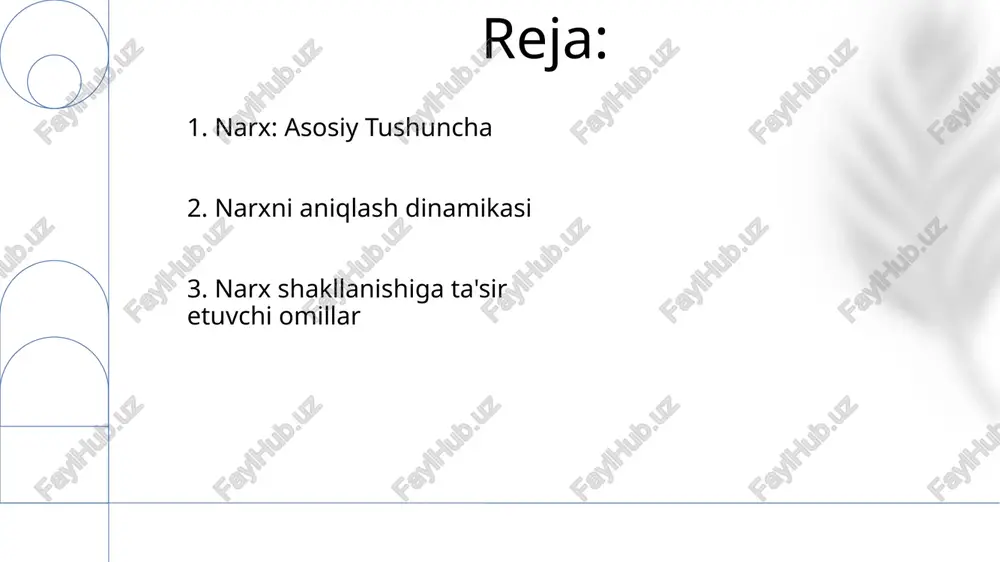 , tender va bozor tahlili kabi turli omillarni o'z ichiga oladi. narx - bu tovar yoki xizmat uchun almashtiriladigan qiymat. 8. raqobat va bozor kuchlari muvozanat narxi taklif va talabning kesishish nuqtasi. raqobat narxlarni tushiradi, kamchilik ularni oshiradi. 9. skimming narxlash bu noyob xususiyatlarga ega yuqori sifatli mahsulot yoki xizmatni taklif qilishni o'z ichiga oladi. u qabul qilingan qiymatga, brend nufuzi va cheklangan ta'minotga yo'naltirilgan. 10. narxlarni farqlash narx farqlanishi degani, xaridor segmentlari yoki joy va vaqt kabi omillarga qarab bir xil mahsulot uchun turli xil narxlar belgilashni anglatadi. narx mahsulot yoki xizmat uchun to'langan qiymat bo'lib, xarajatlar, talab va raqobat kabi omillar tomonidan belgilanadi. 11.premium narxlash narx shakllanish omillari ishlab chiqarish xarajatlari, raqobat, bozor talabi va qabul qilingan qiymatni o'z ichiga oladi. premium narxlanish sifat jihatidan yuqori yoki eksklyuziv deb qaraladigan mahsulot uchun yuqori narxni belgilaydi. 12.xarajatga qo'shilgan narxlanish narx shakllanishining xususiyatlari: taklif va talab, raqobat, ishlab chiqarish xarajatlari, …