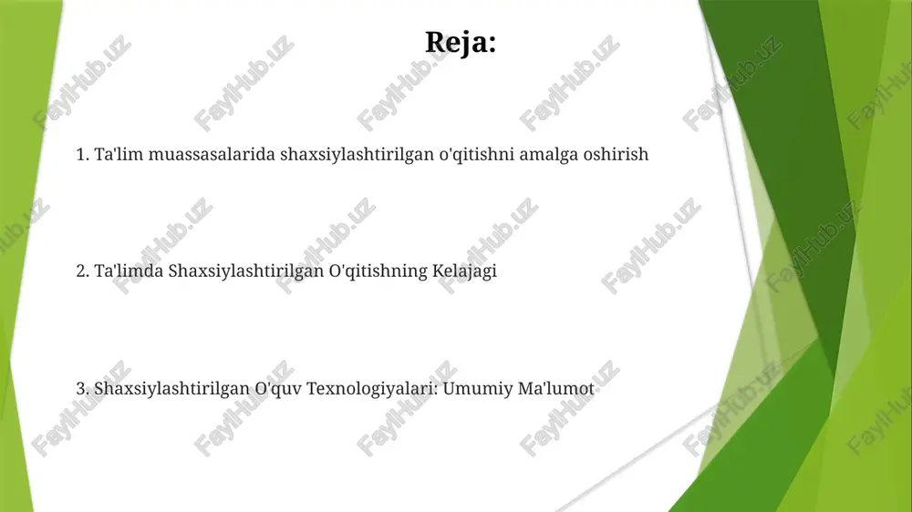 an o'quv yo'llarini loyihalashtirish ta'lim muassasalarida shaxsiylashtirilgan o'qitish, talabalarni individual o'quv yo'llari orqali rivojlantirish, ularni o'qishga jalb qilish va akademik o'sishni rag'batlantirishga qaratilgan. shaxsiylashtirilgan o'quv yo'llarini loyihalash o'quv dasturlarini va dars berish usullarini har bir talabaning ehtiyojlari va o'rganish uslublariga moslashtirishni o'z ichiga oladi. shaxsiylashtirilgan o'qitish texnologiyalarini amalga oshirish individual o'quv tajribalarini qo'llab-quvvatlaydigan raqamli vositalarni tanlash va integratsiyalashni talab qiladi. shaxsiylashtirilgan ta'lim texnologiyalari afzalliklari adaptive o'qitish platformalarini joriy qiling, shaxsiylashtirilgan fikr-mulohazalarning berilishini ta'minlang, shaxsiylashtirilgan o'qitishni darslik dizayniga birlashtiring. professional rivojlanishni talab qilish, teng imkoniyatlarni ta'minlash, hamkorlik va muloqotni rivojlantirish. shaxsiylashtirilgan ta'lim, faollikni oshirish, o'quv natijalarini yaxshilash. shaxsiylashtirilgan o'qitish samaradorligini o'lchash samaradorlikni o'lchash: talaba ishtiroki, o'qish natijalari va shaxsiy o'rganish taraqqiyoti. texnologiyalarni joriy etish: o'quv boshqaruv tizimlari (lms), moslashuvchan o'quv platformalari va shaxsiylashtirilgan o'quv vositalari. qiyinchiliklar: narx, o'qituvchilarni tayyorlash va ma'lumotlar xavfsizligi haqidagi tashvishlar. shaxsiylashtirilgan o'qitishda axloqiy jihatlar adolat va kirish: barcha o'quvchilar uchun, ularning kelib chiqishi yoki qobiliyatidan qat'iy nazar, …