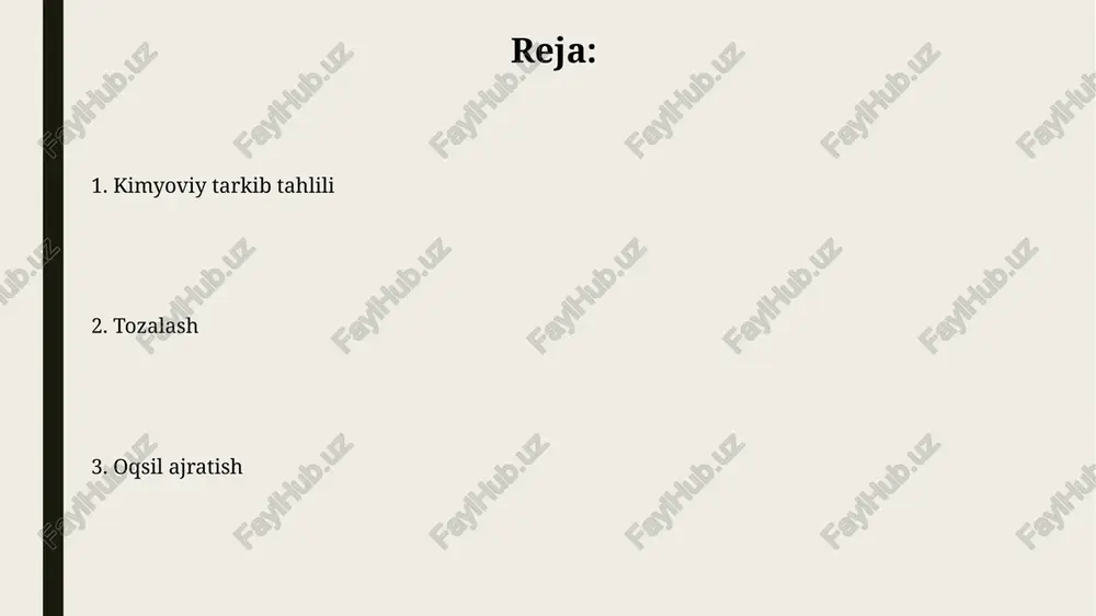orqali hisoblaydi. mass-spektrometriya (ms) oqsilning molekulyar massasini va peptid fragmentlarini aniqlashda qo‘llaniladi, bu esa oqsilning birlamchi tuzilmasini aniqlashga yordam beradi; aniqlik 1 da (dalton) gacha yetishi mumkin. oqsil ajratish usullari oqsilni ajratishning keng tarqalgan usullaridan biri, ularning molekulyar massasidagi farqlarga asoslangan gel-filtrlash xromatografiyasi bo'lib, 10 kda dan 1000 kda gacha bo'lgan oqsillarni ajratishga imkon beradi. afinit xromatografiyasi maqsadli oqsil uchun yuqori selektivlikni ta'minlaydi, ligandlar yordamida 95% dan yuqori tozalik darajasiga erishish mumkin. elektroforez usullari izoelektrik fokusirovka (ief) elektroforezi, proteinlarning izoelektrik nuqtasiga (pi) asoslangan ajratish usuli bo'lib, ph gradientiga ega gelda proteinlarning harakatchanligini farqlash orqali 1000 dan ortiq proteinni ajrata oladi. elektroforezning sds-page usuli, poliakrilamid gel matritsasida proteinlarning molekula og'irligiga qarab ajratilishini ta'minlaydi va 10 kda dan 250 kda gacha bo'lgan proteinlarni aniqlash imkonini beradi. oqsilning kimyoviy tuzilishini aniqlash oqsilning to'rtlamchi tuzilmasini aniqlash uchun rentgen strukturaviy tahlil yoki yadro magnit rezonansi (ymr) spektroskopiyasi kabi usullar qo'llaniladi, bu usullar oqsilning 3d tuzilishini …