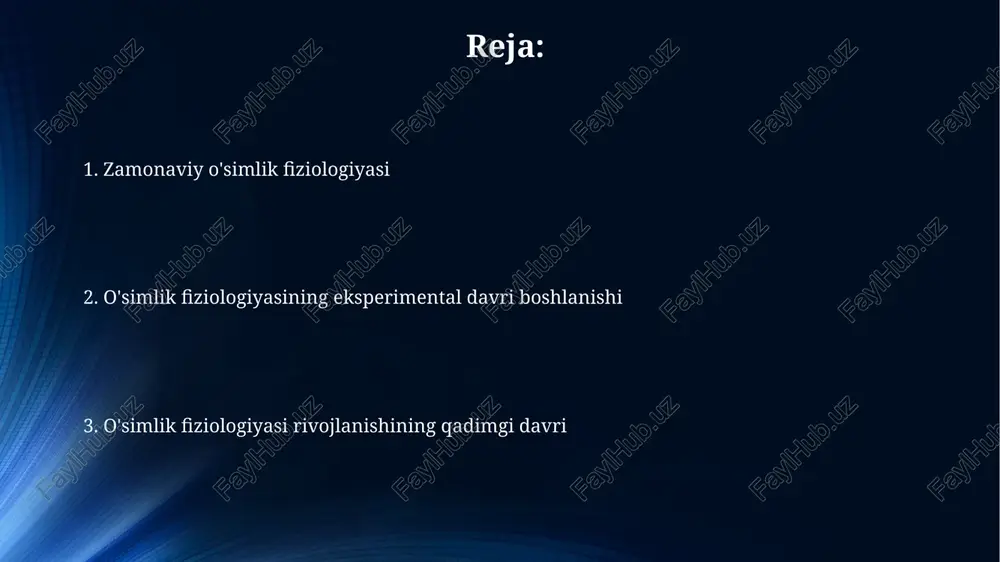 ikroskopiya va spektroskopiya yordamida o'simliklarning hujayra tuzilmalari va biokimyoviy jarayonlarini yuqori aniqlikda tahlil qilish imkonini beradi. kelajakdagi istiqbollar va tadqiqot yo'nalishlari global isish sharoitida o'simliklarning stressga chidamliligini oshirish bo'yicha 3 ta asosiy genlarni aniqlash va ularni muhandislik qilish orqali 15 yil ichida qurg'oqchilikka chidamli 100 dan ortiq o'simlik turi yaratish maqsad qilingan. o'simlik fiziologiyasida sun'iy intellekt va mashinaviy o'rganish texnologiyalarining qo'llanilishi orqali 10 yil ichida hosildorlikni 20% ga oshirish kutilmoqda. o'rta asrlar davridagi rivojlanish o'rta asr davrida, taxminan 13-15 asrlarda, o'simliklarning dorivor xususiyatlari bo'yicha keng ko'lamli empirik tadqiqotlar olib borilib, 500 dan ortiq o'simlik turining tibbiy qo'llanilishi hujjatlashtirilgan. o'rta asr arab olimlari, masalan, ibn sina (avicenna) o'simliklarning anatomiyasi va fiziologiyasi bo'yicha 100 dan ortiq asarlar yozib, suv va ozuqa moddalarining o'simliklarga ta'sirini batafsil o'rganganlar. suv va ozuqa moddalarining o'simliklarda harakati mineral tuzlarning o'simliklarga singishi passiv va aktiv transport mexanizmlari orqali amalga oshadi, bu jarayonda 100 dan ortiq turdagi ion kanallari …