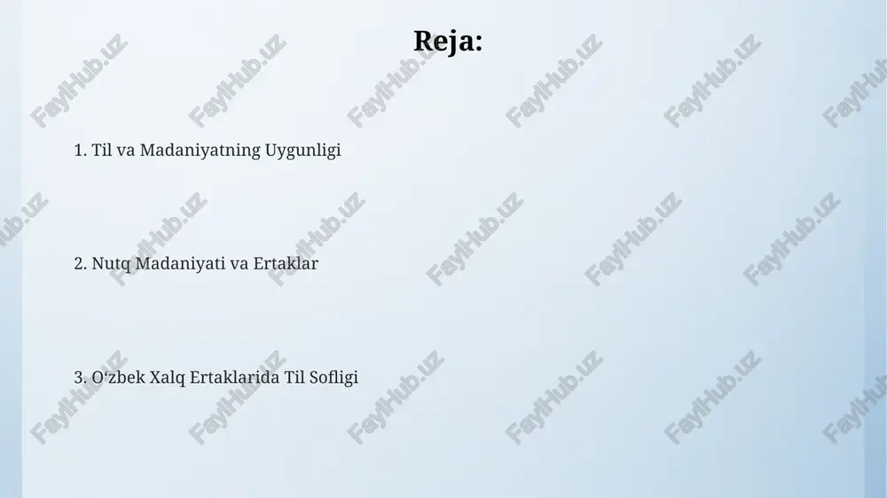 dan ortiq turli xil hayvonlarning nomlari uchrab, ularning obrazlari orqali axloqiy qadriyatlar ifodalanadi, bu tilning boyligini ko'rsatadi. uzbek ertaklarida takrorlanuvchi iboralar, masalan, "bir bor ekan, bir yo'q ekan...", matnning ritmik tuzilishiga va xalq og'zaki ijodining an'anaviy uslubiga xos 3 ta asosiy elementni aks ettiradi. tilshunoslar ertaklardagi so'z boyligining 70% dan ortig'i kundalik nutqda ishlatilmaydigan arxaizm va dialektalizm elementlaridan iboratligini ta'kidlaydilar. kelajak avlod uchun ahamiyati milliy o'zlikni anglashga hissa qo'shadigan 3 ta asosiy qimmat – mehr-oqibat, jasurlik va adolatlilik kabi tushunchalar ertaklarda yorqin aks etadi, bu yoshlarning axloqiy tarbiyasiga ijobiy ta'sir ko'rsatadi. o'zbek ertaklaridagi boy leksika va frazeologizmlar, 500 dan ortiq atamani o'z ichiga olgan holda, kelajak avlodning lug'at boyligini oshirishda muhim rol o'ynaydi. ertaklardagi murakkab grammatika tuzilmalari va taxminan 20 ta gap turining mavjudligi, o'zbek tilining boyligini va uning nutq madaniyatiga ta'sirini ko'rsatadi, bu kelajak avlod uchun o'rnak bo'ladi. zamonaviy til bilan solishtirish folklor matnlarida uchraydigan 30 dan ortiq eski …