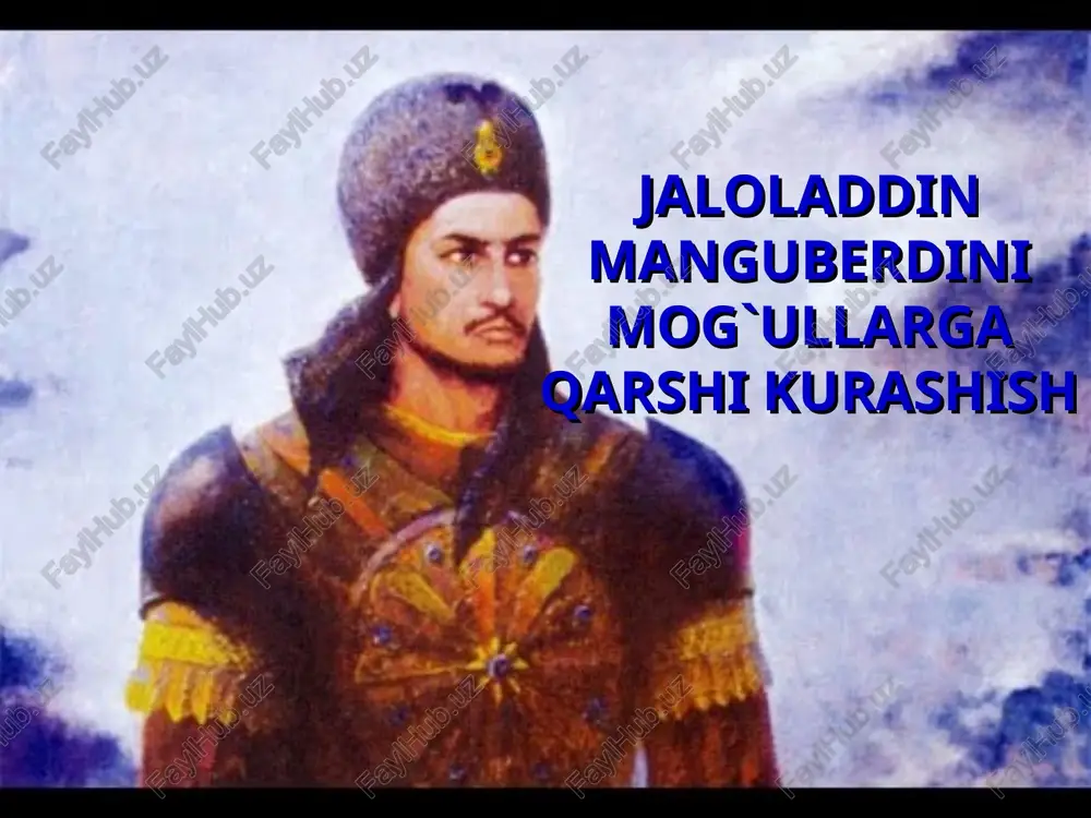 atani – xorazmni tashlab xurosonga ketishga majbur bo‘ladi. niso shahri yaqinida uni 700 nafar mo‘g‘ul suvoriysi kutardi. jaloliddin manguberdi shiddatli janglari jaloliddin manguberdi shiddatli jangdan so‘ng ularni tor-mor keltirib, nishopurga keldi. bu yerdan u barcha viloyat hokimlariga qarshi birlashishga da`vat etdi, bir oydan so‘ng g‘azni tomon yurdi. yo‘lda unga hirot voliysi, qaynotasi aminalmulk 10 ming kishilik qo‘shin bilan kelib qo‘shildi. qandahorni qamal qilib turgan mo‘g‘ul qo‘shinlari bilan 3 kunlik jangda jaloliddin manguberdu ularni tor-mor keltirgan. u g‘aznaga 1221-yil keldi. bu yerda unga xalaj qabilasi boshlig‘i sayfuddin ig‘roq, balx voliysi a`zam malik, afg‘onlar sardori muzaffar malik, qarluqlar boshlig‘i hasan qarluq kelib qo‘shildilar. ularning har biri ixtiyorida 30 minglik qo‘shin bor edi. jaloliddin manguberdining o‘zidagi kuchlar esa 60 ming suvoriy edi. jaloliddin manguberdi valiyon qal`asini qamal qilayotgan takajuk va malg‘ur boshchiligidagi mo‘g‘ul qo‘shiniga hujum qilib, 3 kunlik jangdan so‘ng ular tor-mor keltirgan, 1000 dan ortiq mo‘g‘ul askari o‘ldirilgan, omon qolgan qismi panjshir …