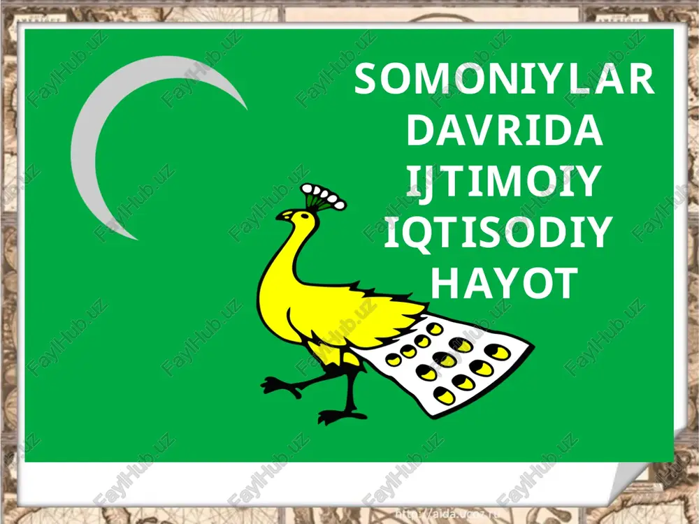 ni afzal ko‘radilar. somoniylar hokimiyatining inqirozi 06.10.2024 14 947-yilda nuh ibn nasrning amakisi ibrohim isyon ko‘taradi. saroy sarbozlari va chag‘oniyonning yirik yer-mulk egasi abu ali chag‘oniy yordamida ibrohim buxoro taxtini egallab oladi. qo‘zg‘olonchilar amir saroyini talaydilar va unga o‘t qo‘yib yuboradilar. bunday voqealarning tez-tez qaytarilib turishi, shubhasiz, markaziy hokimiyatning zaiflashib qolganidan dalolat berardi. 06.10.2024 15 savol va topshiriqlar: 1. somoniylar davrida qishloq xo‘jaligining qaysi sohalari rivoj topdi? 2. hunarmandchilikning qaysi turlari rivojlangan? 3. ayting-chi, karvonsaroylar nima uchun bunyod etilgan? 4. somoniylar davrida ichki va tashqi savdoda qanday pul birliklari ishlatilgan? 5. yer egaligining qanday turlari mavjud bo‘lgan? 6. barzikorlar va qo‘shchilar kimlar edi? 7. ayting-chi, somoniylar hokimiyatini inqirozga olib kelgan sabablar nimalardan iborat edi? o‘ylab ko‘ring-chi, uning oldini olish uchun nimalar qilish mumkin edi? 06.10.2024 16 image2.jpeg image3.png image4.jpeg image5.jpeg image6.jpeg image7.jpg image8.jpeg image9.jpeg image10.jpeg image11.jpeg image12.jpg image13.jpeg image14.jpg image15.jpg image16.jpg image17.jpeg image1.jpeg /docprops/thumbnail.jpeg