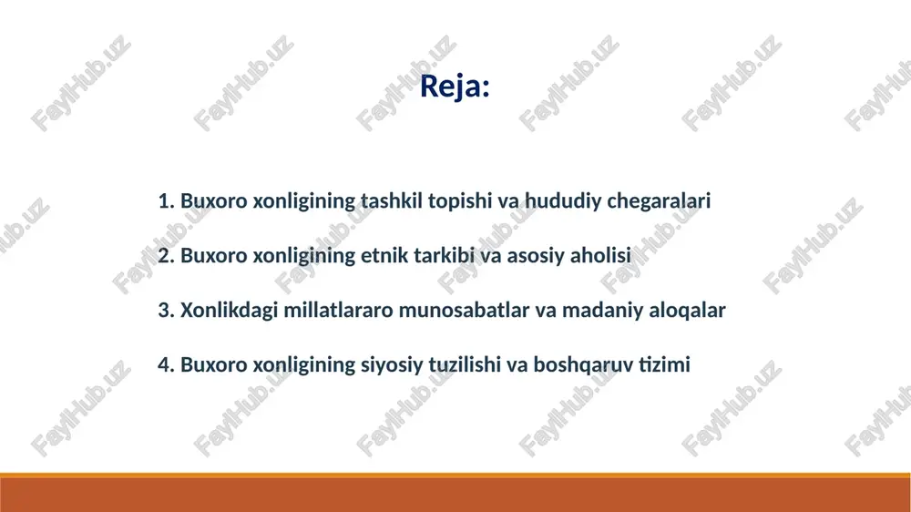 3—83) va uning oʻgʻli abdullaxon ii davrida buxoro xonligi ning siyosiy mavqei ortgan. abdullah xon ii balx (1573), samarqand (1578), toshkent (1582), fargʻona ( 1583), badaxshon (158), koʻlob (1585), xuroson (1588), xorazm (1595—96) ustidan oʻz hukmronligini oʻrnatgan; markaziy davlat boshqaruv devonini mustahkamlagan. shunday qilib 16-asr oxiriga kelib buxoro xonligi markazlashgan ulkan davlatga aylangan. sharqda qashqar bilan chegaradosh boʻlgan, gʻarbiy chekkasi orol va kaspiy dengizi sohillarigacha borib tutashgan. xonlikning shim.dagi chegaralari turkiston va sayramgacha yetib, jan.da xurosonning sharqiy qismini oʻz ichiga olgan. shayboniylar hukmronligi yillarida, ayniqsa abdullaxon ii zamonida buxoro xonligi da dehqonchilik, hunarmandchilik, savdo-sotiq rivojlangan, madaniy hayot ancha yuksalgan. juda kup sugʻorish inshootlari: abdullaxon bandi, tuyatortar kanali, oqchopsoy toʻgʻoni va suv ombori, vaxshdan chiqarilgan koʻplab ariqdarning qurilishi dehqonchilikni rivojlantirdi. bu vaqtlarda buxoro xonligi da bugʻdoyning 10 xil turi, suli, qoʻnoq, joʻxori, mosh, noʻxat, makkajoʻxori, loviya, sholi, paxta, kunjut, beda, arpa, sabzavot va poliz ekinlari ekilgan, bogʻdorchilik, chorvachilik va ipakchilik rivojlangan. …