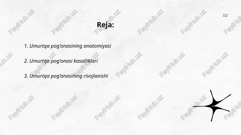 dai_bot 4. umurtqa pog'onasi jarrohlik amaliyotlari umurtqa pog'onasi jarrohlik amaliyotlari ko'pincha disk churralari, umurtqa o'qi buzilishi va degenerativ disk kasalliklarini davolash uchun o'tkaziladi. har yili millionlab bemorlar ushbu turlar jarrohlik amaliyotiga muhtoj bo'ladi. lumbar jarrohliklari ko'proq uchraydi, chunki pastki bel sohasi ko'proq yuklanishga duchor bo'ladi. jarrohlik muvaffaqiyat darajasi 70-90% oralig'ida, ya'ni bemorlarning aksarida simptomlar kamayadi yoki butunlay yo'qoladi. jarrohlikdan so'ng qayta tiklanish 6 haftadan 6 oyga qadar davom etishi mumkin. umurtqa pog'onasi jarrohliklarida infektsiya xavfi 1-2% ni tashkil etadi, bu ehtiyot choralar bilan minimal darajada ushlab turilishi mumkin. ... t.me/slaydai_bot 5. umurtqa pog'onasi egriliklari (umurtqa pog'onasining egilishi): odamning umurtqa pog'onasida uch xil asosiy egrilik mavjud: bo'yin (servikal), ko'krak (torakal) va bel (lyumbar) egriliklari. bo'yin egriligi 20-40 daraja, ko'krak egriligi 20-50 daraja va bel egriligi 30-70 daraja orasida bo'lishi mumkin. ushbu egriliklar umurtqa pog'onasining tabiiy shaklini saqlashga va zararni kamaytirishga yordam beradi. egri shaklda og'ishlar bo'lsa, bu skolioz, hiperkifoz yoki giperlordoz …