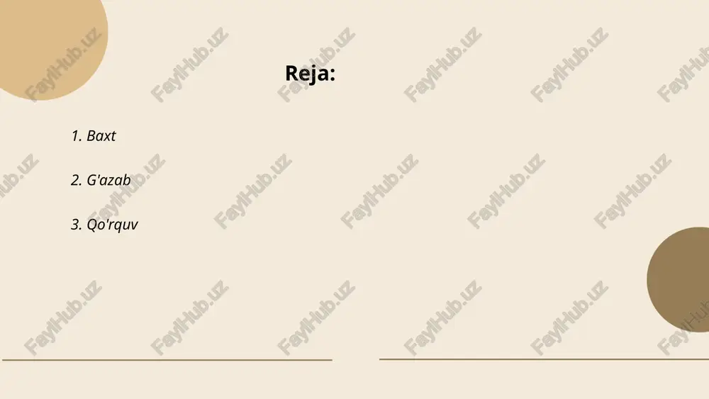 votir qo‘rqishning asosiy sababidir. o‘zbekistonda, 2022 yilgi so‘rovnoma natijalariga ko‘ra, 57% respondentlar moliyaviy barqarorlik yetishmasligidan qo‘rqadi. bu borada psixologik yordam markazlarida terapiya sessiyalari 15-30% ga ortgan. ... t.me/slaydai_bot g'am g'am - bu insoniyat psixologiyasida murakkab hissiyot hisoblanadi. u ko'pincha yo'qotish, qayg'u yoki umidsizlik bilan bog'liq bo'lgan hissiy holatdir. dunyo sog'liqni saqlash tashkiloti (who) ma'lumotlariga ko'ra, depressiya va g'am bilan kurashayotgan insonlar soni yildan-yilga oshmoqda. tadqiqotlar shuni ko'rsatadiki, har o'nta insondan bittasi hayotining qaysidir qismlarida depressiya yoki g'amga duch keladi. g'amning yolg'iz yoki uzoq muddatli davom etishi psixologik va jismoniy sog'liq muammolariga olib kelishi mumkin. shu sababli, vaqtida yordam olish va yaqinlarning ko'magidan foydalanish muhimdir. ... t.me/slaydai_bot 1. **havorangdagi evropadagi eng katta katakombalar**: parijdagi katakombalar 1785 yilda suv toshqinlari va gigiena masalalari tufayli tashkil etilgan bo'lib, taxminan 6 million odamning skelet qoldiqlari saqlangan. 2. **ulkan amfibiya**: janubiy xitoyda topilgan xitoy ulkan salamandri 1.8 metrgacha o‘sishi mumkin bo‘lgan dunyoning eng katta amfibiya …