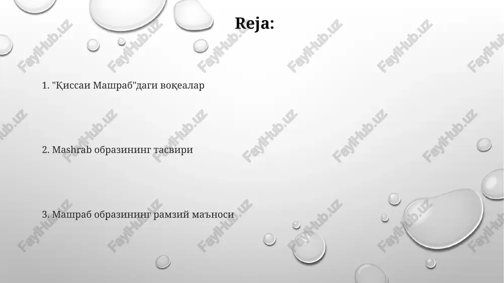 -asrga mansub boʻlib, shoir va mutafakkir mashrabning hayoti va ijodini aks ettiruvchi 20 dan ortiq hikoya va rivoyatlardan iboratdir. qoʻlyozma nusxalar tahlillari asosida “qissa mashrab”ning kamida 5 ta turli varianti mavjudligi aniqlangan, bu uning mashhurligini koʻrsatadi. “qissai mashrab”da mashrab qiyofasining yaratilishi “qissai mashrab”da mashrabning qiyofasi 20 dan ortiq she’riy tasvirlar orqali, jumladan, uning jasurligi, ma’rifatparvarligi va adolat tuyg’usi orqali yaratilgan. asarning 30 dan ziyod bobi mashrabning turli xarakter xususiyatlarini, ijtimoiy mavqei va davr voqealari bilan bo‘lgan munosabatlarini aks ettiradi. mashrabning qiyofasi "qissai mashrab"da tarixiy manbalar va afsonalarga tayanib, badiiy uslublar yordamida, xususan, allegoriya va simvolizm vositalaridan foydalanib yaratilgan. mashrabning diniy e’tiqodi va uning aks etishi asarning matnida mashrabning allohga bo'lgan cheksiz muhabbati, taxminan 30 dan ortiq misralarda tasvirlangan va uning ishonchining mustahkamligini ko'rsatadi. mashrabning sufilik an'analariga va xususan, 3 ta asosiy tafakkur yo'nalishiga oid mulohazalarini asarda topish mumkin. uning diniy nazariyalari haqidagi fikrlari muloqotlarida aks etadi. mashrabning taqvodorligi va islomiy …