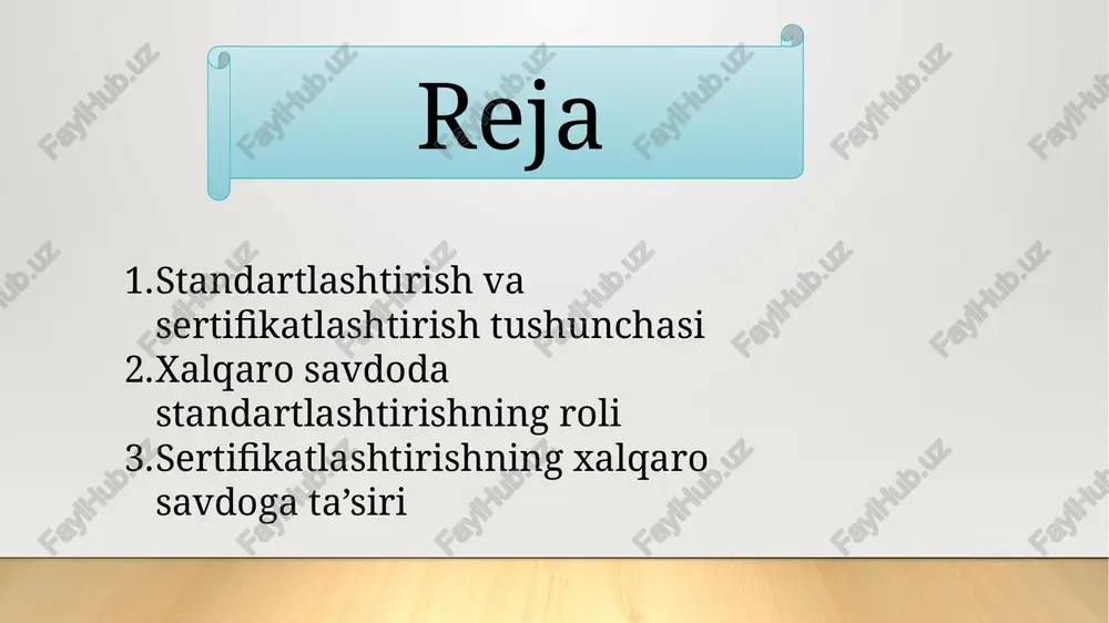 chiqarish jarayonlarini optimallashtirish imkonini beradi. standartlar ishlab chiqarish jarayonidagi me’yor va talablarni aniq belgilaydi, bu esa sifatni barqaror saqlash va resurslardan samarali foydalanishga yordam beradi. natijada, mahsulot sifati va xavfsizligi nafaqat iste’molchi, balki ishlab chiqaruvchi uchun ham foydali bo‘ladi, chunki u xalqaro bozorda raqobatbardosh mahsulotlar ishlab chiqaradi. umuman olganda, xalqaro savdoda standartlashtirish mahsulot sifati va xavfsizligini kafolatlash, xaridor ishonchini oshirish va global bozorda muvaffaqiyatli raqobatlashish imkoniyatini yaratadi. shu tariqa, standartlashtirish nafaqat iqtisodiy samaradorlikni, balki eksport va xalqaro hamkorlikni rivojlantirishda muhim vosita sifatida qaraladi. sertifikatlashtirish xalqaro savdoda mahsulot va xizmatlarning sifatini, xavfsizligini va talablar bilan muvofiqligini rasmiy tarzda tasdiqlash jarayoni sifatida muhim rol o‘ynaydi. mahsulot yoki xizmat sertifikatlangan bo‘lsa, xaridorlar va biznes hamkorlar ularning sifatiga ishonch hosil qiladilar, bu esa global bozorda ishonchni mustahkamlashga xizmat qiladi. sertifikatlar, ayniqsa xalqaro savdoda turli davlatlarning standart va texnik talablaridagi farqlarni kamaytirishga yordam beradi, chunki ular mahsulotning muayyan xalqaro yoki milliy standartlarga javob berishini rasmiy …