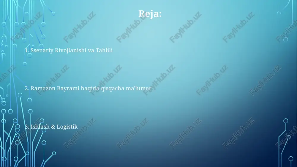 huvlar bilan nishonlanadi. ta'lim resurslari islom ta'limlari va ramazon oyiga oid an'analar. ramadan taomlari retseptlari bolalar va kattalar uchun o'yin va mashg'ulotlar ruhoniy fikr qur'on va uning ta'limlarini o'ylab ko'rish. shaxsiy tajribalarni baham ko'rish va ruhiy o'sish. ne'matlarga shukr va ijobiy o'zgarishlarga sodiqlik. ramazon ahamiyati ramazon bayrami senarisiga qur'on o'qish, namoz o'qish, nutqlar va madaniy chiqishlar kiradi. ramazon musulmonlar uchun ro'za tutish, o'ylanish va ma'naviy o'sish oyi. jamiyat, xayriya va ramazon ruhi muhimdir. ro'za marosimlari ramazon bayrami: bir oy davom etadigan ruhiy tafakkur, jamoa yig'ilishlari va xayriya ishlari. ramazon bayrami dasturi: salomatlashuvlar, qur'on tilovatlari, namoz, iftar (oruq ochish) taomi va an'anaviy ko'ngil ochish. ro'za marosimlari: kun davomida ovqat va ichimlikdan tiyilib, namoz vaqtlari bajarilishini kuzatib, ruhiy jihatdan o'ylanish. kechirish & yarashish kechirish va yarashish ramazonning asosiy mavzusi bo'lib, mehribonlik va tushunishga urg'u beradi. kechirishning ahamiyatini ko'rsatuvchi hikoyalar yoki dialoglar orqali uning kuchini namoyish qiluvchi ssenariy yozing. bayram, ishtirokchilarni o'z harakatlari …