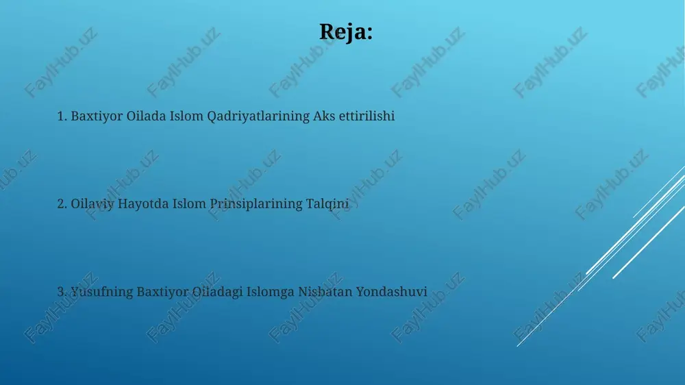 oila asarining umumiy tavsifi kitobda taqvodorlik, sabr-toqat, halollik kabi 7 ta asosiy fazilatni rivojlantirishga qaratilgan tarbiyaviy tavsiyalar va amaliy qo'llanmalar mavjud. “baxtiyor oila” 100 dan ortiq hikoya va maqolalardan iborat bo'lib, oilaviy hayotning turli jihatlarini, jumladan, tarbiya, mehr-oqibat, o'zaro hurmat kabi muhim qadriyatlarni qamrab oladi. moliyaviy masalalar muhammad sodiq muhammad yusuf “baxtiyor oila”da oilaviy daromadni 3 qismga bo'lish (ehtiyojlar, istaklar, tejash) va tejashning 20%ini uzoq muddatli investitsiyalarga yo'naltirishni maslahat beradi. shayx yusuf “baxtiyor oila”da oila byudjetini rejalashtirishning 5 ta asosiy usulini bayon qilib, har birining afzalliklari va kamchiliklarini, shu jumladan, 10% sadaqa ajratish muhimligini ta'kidlaydi. islom va zamonaviy oila kitobda 5 ta asosiy islom qadriyatlari – mehr-oqibat, hurmat, toqat, ishonch va mas'uliyat – zamonaviy oila kontekstida batafsil bayon etiladi va amaliy maslahatlar beriladi. "islom va zamonaviy oila" asarida shayx muhammad sodiq muhammad yusuf 10 dan ortiq oilaviy muammolarni, jumladan, ajrashish, qaynonalar bilan munosabatlar kabi dolzarb masalalarni tahlil qiladi. asarning dolzarbligi …