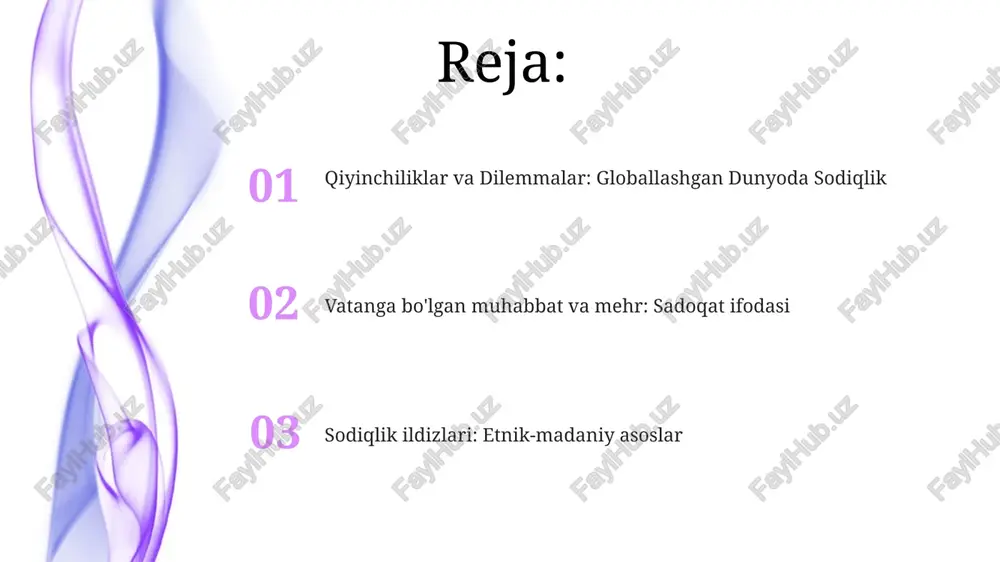 otira jamoaviy hikoyalarni shakllantiradi. jamiyat va kollektiv kimlik: umumiy maqsad va mas'uliyat umumiy maqsad va mas'uliyat sevgi va mehrning etnik-madaniy asoslari sadoqatning kelajagi: global dunyoga moslashish 01 02 vatanga sadoqat: etnomadaniy ildizlar globallaşgan dunyoda sodiqlikni moslashtirish sales 1st qtr 2nd qtr 100 0 sales 1st qtr 2nd qtr 100 0 hukumätning roli: millat birligini mustahkamlash etnomədəniy asoslarga asoslangan sevgi va mehrni rivojlantirish. jamoa identifikatsiyasi va birgalikdagi mansublik tuyg'usini shakllantirish. fuqarolik burchi va vatanparvarlik: sadoqatning amalga oshirilishi bu tushunchalar ko'pincha umumiy etnik-madaniy qadriyatlarga asoslanadi. vatanparvarlik vatanga bo'lgan muhabbat va sadoqatni ifodalaydi. vatanni aniqlash: umumiy identifikatsiya vatanparvarlik: vatanga sadoqat va sodiqlik. etnik madaniy ildizlar: umumiy madaniyat va merosga asoslangan sevgi va mehr. ijtimoiy tuzuvlar va institutlar: sodiqlikning ramkasi muhabbat va mehr-oqibat madaniy qadriyatlar va urf-odatlar bilan chambarchas bog'langan. ijtimoiy tuzilmalar va institutlar sodiqlik va mansublik uchun asos yaratadi. qadriyatlar va e'tiqodlar: yo'l-yo'riq prinsiplari vatanga sadoqat mansublik va mas'uliyat hissi uyg'otadi. yetakchi tamoyillar …