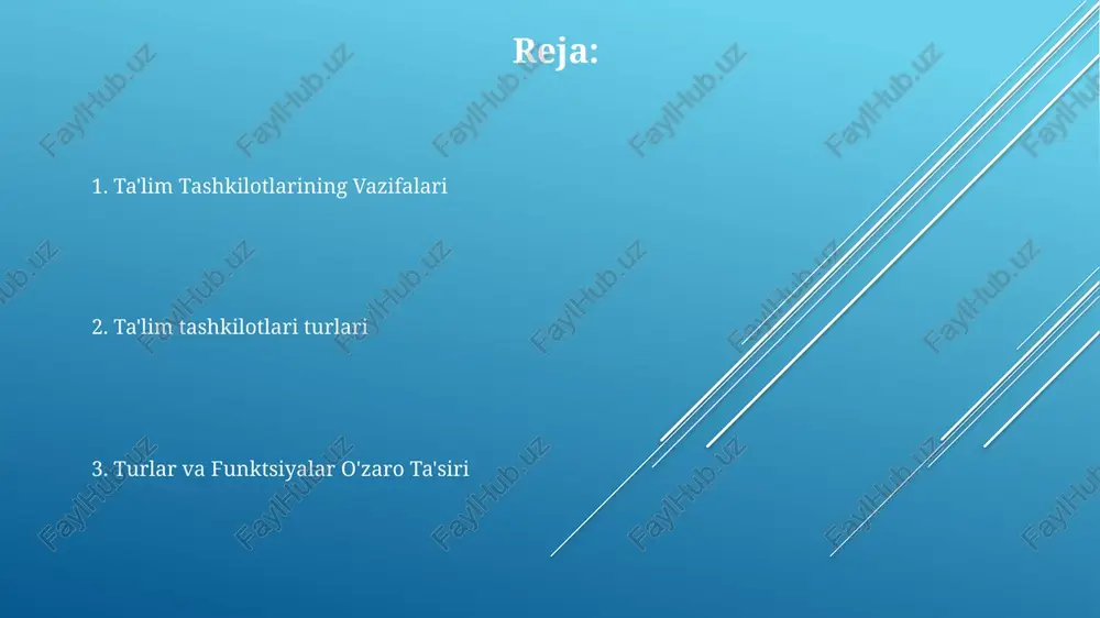 muassasalar. ta'lim tashkilotlari turlari maktablar, universitetlar, kasb-hunar kollejlari va onlayn o'quv platformalarini o'z ichiga oladi. norasmiy ta'lim tashkilotlari ta'lim tashkilotlari turlari: maktablar, universitetlar, kasb-hunar kollejlari va onlayn o'quv platformalari. no rasmiy ta'lim tashkilotlari: jamoat markazlari, muzeylar, kutubxonalar va maktabdan keyingi dasturlar. ta'lim tashkilotlarining vazifalari: dastur ishlab chiqish, o'qitish, baholash, talabalarni qo'llab-quvvatlash va tadqiqotlar. xalq ta'limi tashkilotlari turlar: maktablar, maktab tumanlari, davlat ta'lim idoralari, federal idoralar. davlat tomonidan boshqariladigan, k-12 ta'limiga mas'ul, soliqlar hisobidan moliyalashtiriladigan jamoat ta'lim tashkilotlari. vazifalar: ko'rsatma berish, muassasalarni boshqarish, xodimlarni ishga olish, o'quv dasturini joriy etish, standartlarni belgilash. ta'lim tashkilotlari turlari bilim uzatish, ko'nikma rivojlantirish, ijtimoiylashuv maktablar, universitetlar, o'quv markazlari please provide me with the text you want me to translate into uzbek using latin letters. i will then categorize it as formal, non-formal, or informal. xususiy ta'lim tashkilotlari ta'lim tashkilotlari turlari maktablar, universitetlar, o'quv markazlari va tadqiqot muassasalari. xususiy ta'lim tashkilotlari ta'lim xizmatlarini taklif qiladigan mustaqil …