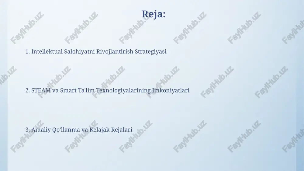 ashtiradi. shaxsiylashtirilgan ta'lim va individual yondashuv steam texnologiyalari bilan birlashtirilgan individual ta'lim, o'quvchilarning muammo yechish ko'nikmalarini 60% ga rivojlantiradi va innovatsion fikrlashni rag'batlantiradi. individual yondashuv, o'quvchilarning 90% ga yaqinini o'ziga jalb qiladigan motivatsion muhitni yaratadi, natijada bilim olishga bo'lgan qiziqish ortadi. ta'lim natijalarini baholash va monitoring smart texnologiyalar yordamida o'quv jarayonini monitoring qilish imkoniyati 24/7 mavjud bo'lib, o'qituvchilarga real vaqtda talabalarning progressini kuzatish va kerakli tuzatishlarni kiritish imkoniyatini beradi. ta'lim natijalarini baholashda stem fanlari bo'yicha 30% ga yaqin vazifalar amaliy va loyihaviy ishlarni o'z ichiga oladi, bu esa talabalarning chuqur tushunishini va ko'nikmalarini baholash imkonini beradi. steam fanlarini o'qitishda o'yinlashtirish va interaktivlik virtual va qo'shma reallik texnologiyalarini qo'llash orqali 3d modellashtirish, dizayn va muhandislik vazifalarini bajarish imkoniyati yaratilishi va o'quvchilarning amaliy ko'nikmalarini rivojlantirishga yordam beradi. steam fanlarini o'qitishda gamifikatsiya yordamida 70% gacha o'quvchilarning motivatsiyasi va ishtiroki orttirilishi mumkin, bu esa o'rganish natijalarini sezilarli darajada yaxshilaydi. ijodkorlik va tanqidiy fikrlashni rivojlantirish …