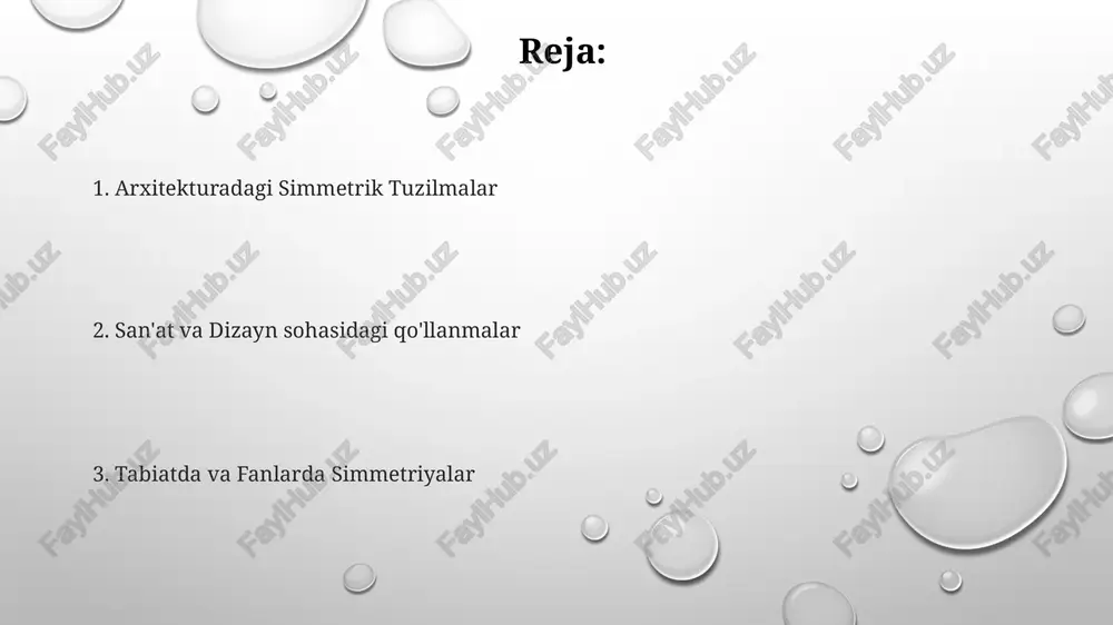 zibadorligi: simmetriya koʻpincha koʻzga yoqadi, oʻyin aktivlari va muhitlarining vizual estetikasini yaxshilaydi. texnologiyalarda simmetrik ko'pburchaklar ma'lumotlarni siqish va naqshni aniqlash: simmetrik naqshlar algoritmlar tomonidan osongina siqiladi va tan olinadi, bu ma'lumotlarni samarali saqlash va tahlil qilish imkonini beradi. simmetrik shakllar kuchlarni teng taqsimlaydi, bu ularni qurilishda mustahkam va samarali qiladi. dizayn bo'yicha qo'llanmalar: simmetrik ko'pburchaklar logotiplarda, me'morchilikda va mahsulot dizaynida muvozanat va vizual jozibadorlik uchun qo'llaniladi. matolarda simmetrik ko'pburchaklar simmetrik ko'pburchaklar to'qimachilikda vizual jihatdan yoqimli naqshlar yaratadi. simmetriya takrorlanuvchi naqshlar, chegara va to'liq dizaynlar uchun ishlatiladi. matolarni ko'rinishini yaxshilaydi va muvozanat hamda tartib tuyg'usini beradi. simmetrik ko'pburchaklar dizaynda simmetrik ko'pburchaklar qo'llanilishi: arxitekturada, logotiplarda, to'qimachilikda va san'atda uchraydi, vizual jozibadorlik va tuzilmaviy butunlikka hissa qo'shadi. dizayndagi simmetrik ko‘pburchaklar: vizual muvozanat va uyg‘unlik uchun ishlatiladi, estetik jihatdan yoqimli va taniqli shakllar yaratadi. simmetrik ko'pburchaklar dizaynda: tartib va bashorat hissi beradi, bu esa ularni naqsh va takrorlanuvchi motiflar yaratish uchun moslashtiradi. tabiiy simmetriyali …