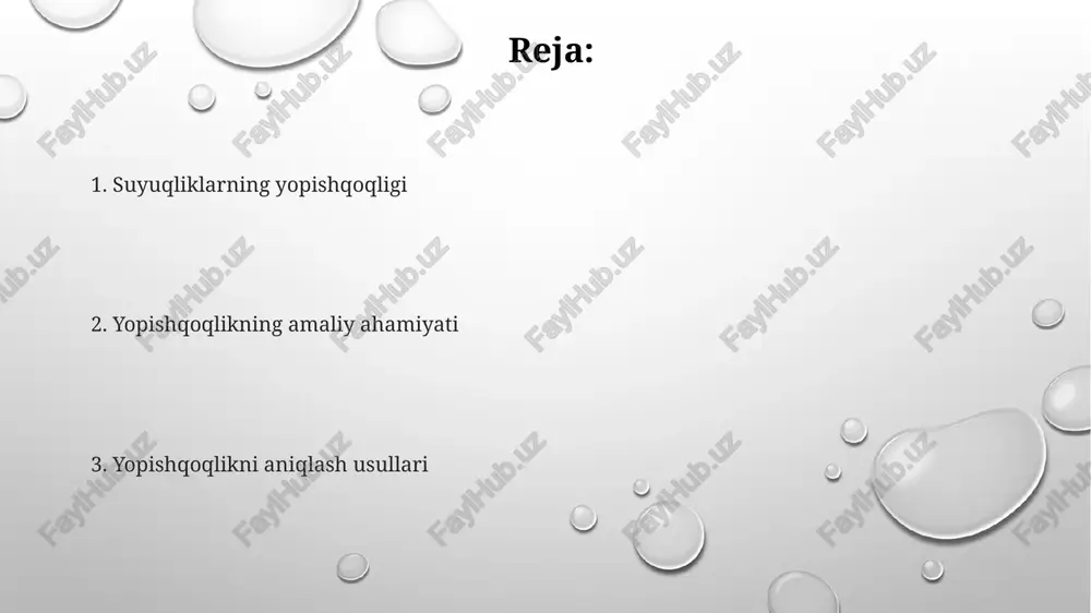 i aniqlaydi, bu usul yuqori yopishqoqlikdagi suyuqliklar uchun mos keladi. suyuqliklarning yopishqoqligi tushunchasi yopishqoqlikning qiymati, suyuqlikning molekulyar tuzilishi va molekulalararo o'zaro ta'sir kuchlariga, shuningdek, suyuqlikning tarkibiy qismlarining konsentratsiyasiga bog'liq bo'ladi. suyuqlikning yopishqoqligi, uning ichki ishqalanish kuchiga bog'liq bo'lib, 1 paskal-sekund (pa·s) yoki 1 puaz (p) birliklari bilan o'lchanadi va suyuqlikning oqish qarshiligini ifodalaydi. suyuqlikning yopishqoqligi temperaturaga bog'liq: temperatura oshishi bilan ko'pgina suyuqliklarning yopishqoqligi kamayadi, masalan, suvning 20°c dagi yopishqoqligi 1 mpa·s ga yaqin. yopishqoqlik o'lchovlarining qo'llanilishi qovushqoqlikni aniqlash, oziq-ovqat sanoatida, masalan, 25°c da 20-30 mpa·s yopishqoqlikka ega bo'lishi kerak bo'lgan meva sharbatlarining sifatini nazorat qilish uchun muhimdir. yopishqoqlikni o'lchash, moylash materiallarining ishlash xususiyatlarini aniqlashda, masalan, 100°c da sae 30 moyining yopishqoqligi 9,3 cst bo'lishi kerakligini tekshirishda muhim ahamiyatga ega. kimyoviy jarayonlarda, reaksiya tezligini va massatransfer jarayonlarini nazorat qilish uchun yopishqoqlik o'lchovlari, 1-1000 mpa·s oralig'ida bo'lgan suyuqliklar uchun qo'llaniladi. kapillyar viskozimetri ostvald viskozimetrida, 20°c da suvning oqish vaqti standart sifatida qabul …