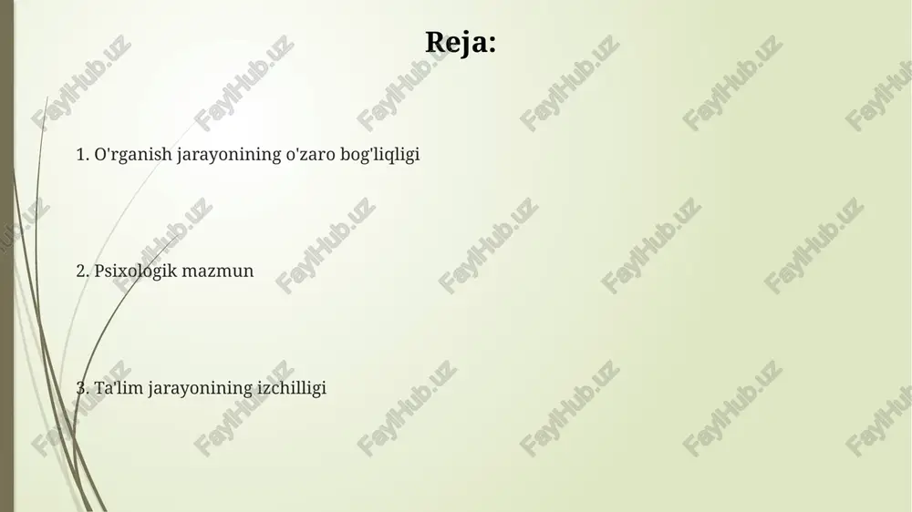 gik xususiyatlari individual psixologik xususiyatlar (motivatsiya, qiziqish, xotira) 70% gacha o'quv natijalariga ta'sir ko'rsatishi mumkin, shuning uchun individual yondashuv muhim ahamiyat kasb etadi. o'quvchilarning kognitiv uslublari (masalan, vizual, auditoriy, kinestetik)ni hisobga olgan holda, o'qituvchi 3 xil o'quv uslubini qo'llashlari orqali o'zlashtirish darajasini 15-20% ga oshirishi mumkin. stress darajasi yuqori bo'lgan o'quvchilarning 40% atrofida bilimlarni samarali o'zlashtira olmasligi va diqqat etish qobiliyatining pasayishi kuzatiladi. o'rganish jarayonida motivatsiya va his-tuyg'ularning roli o'rganish jarayonida yuqori darajadagi (masalan, 80% dan yuqori) o'z-o'zini samaradorlikka ega bo'lgan talabalarda ijobiy his-tuyg'ular va yuqori motivatsiya kuzatiladi, bu o'zlashtirishni 20% ga oshiradi. salbiy his-tuyg'ular, masalan, qo'rquv yoki tashvish, o'rganish jarayoniga salbiy ta'sir ko'rsatib, xotira va e'tiborning pasayishiga, natijada 15% ga yaqin o'qish samaradorligining kamayishiga olib keladi. motivatsiyaning turlari (intrinsik va ekstrinsik) o'rganish samaradorligiga turlicha ta'sir qiladi; intrinsik motivatsiya 30% ga yuqoriroq natijalarga olib keladi, ekstrinsik motivatsiya esa kamroq barqaror va samarali bo'ladi. bilimlarni idrok etish va qabul qilishning psixologik …