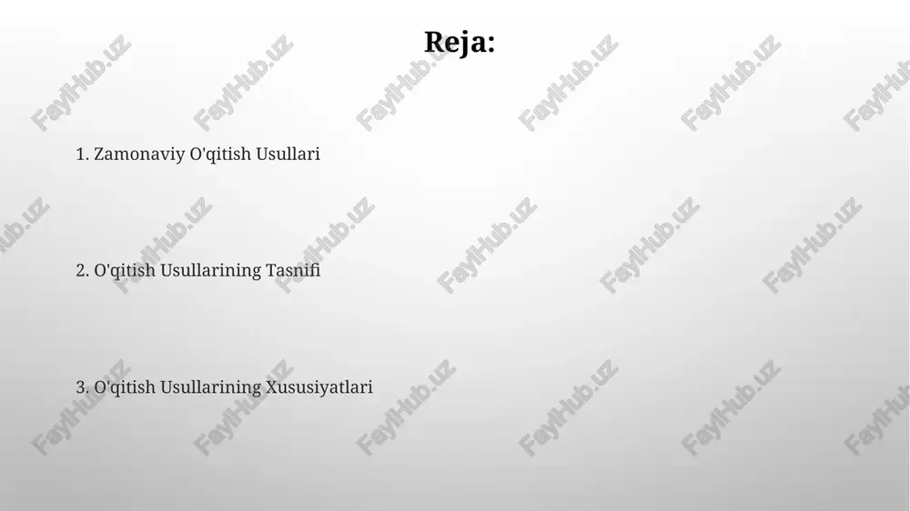 ga bog'liq. o'yinli o'qitish usullari oʻyinli oʻqitish usullari, 5-10 yoshli bolalar uchun taʼsirchan, xotirani rivojlantiruvchi 2-3 ta asosiy oʻyin elementlarini oʻz ichiga oladi. interaktiv oʻyinlar, masalan, "kim tezroq?", bilish darajasini baholashda 3 ta turli bosqichdan oʻtuvchi oʻquvchilarda faollikni oshiradi. aktiv o'qitish usullari "miya hujumi" va "rollar bo'yicha o'yinlar" kabi 5 tadan ortiq turdagi aktiv o'qitish usullari mavjud bo'lib, ular turli yoshdagi o'quvchilar uchun moslashtiriladi. aktiv o'qitish usullari samaradorligini baholashda, o'quvchilarning faolligi, fikrlash jarayonining rivojlanishi va amaliy ko'nikmalarni egallash darajasi kabi 3 ta asosiy mezon hisobga olinadi. frontal o'qitish usullari ma'ruza, mualliflik o'qitish va tushuntirish kabi frontal usullar 20-30 kishilik guruhlar uchun samarali, lekin katta auditoriyalar uchun moslashtirilishi kerak. frontal o'qitishning samaradorligini oshirish uchun ko'rgazmali qurollar, interaktiv elementlar va savol-javoblarni 30% ga ko'paytirish tavsiya etiladi. individual o'qitish usullari individual o'qitishning samaradorligi, o'quvchining mustaqil ishlash ko'nikmalarini rivojlantirishga bog'liq bo'lib, taxminan 70% vaqtini o'quvchi mustaqil mashqlar va topshiriqlarni bajarishga sarflaydi. individual o'qitish usullarida …