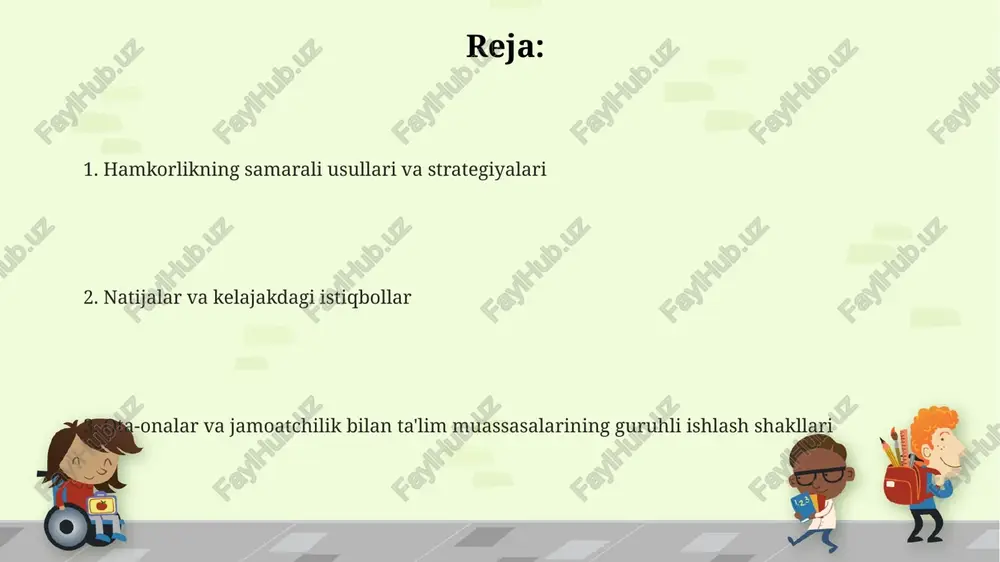 paytirish va ko'proq nodavlat tashkilotlar bilan hamkorlikni yo'lga qo'yish niyatida. ota-onalar va jamoatchilik bilan hamkorlikning turlari o'quvchilarning 70% dan ortiq ishtirokini ta'minlash maqsadida, ota-onalar va mahalliy tashkilotlar bilan hamkorlikda o'tkaziladigan loyihalar, masalan, ekologik aksiyalar yoki ko'ngillilik faoliyatlarini tashkil etish orqali jamoatchilik bilan aloqani mustahkamlash mumkin. ota-onalar yig'ilishlari 3 ta asosiy formatda: ochiq muhokamada, ma'ruza va savol-javob tarzida, hamda kichik guruhlarga bo'linib muhokama qilish orqali o'tkazilishi mumkin, bu esa 20-30 nafar ota-onalarni qamrab oladi. maktab va jamoatchilik o'rtasidagi hamkorlikning samarali shakli sifatida, kamida 5 ta turli xil tadbirlarni, jumladan, xayriya aksiyalari, sport musobaqalari va ijodiy loyihalarni tashkil etishni o'z ichiga olgan jamoatchilik bilan birgalikdagi dasturlarni amalga oshirish mumkin. umumiy yig'ilishlar va seminarlar seminarlarni tashkil etishda interaktiv usullar, masalan, brainstorming yoki kichik guruhlarda muhokama qilish orqali ishtirokchilarning faol ishtirokini ta'minlash samaradorlikni oshiradi va kamida 5 ta muhim mavzuni qamrab olish kerak. yillik umumiy yig'ilishlar va kamida 4 ta tematik seminarlarni rejalashtirish orqali …