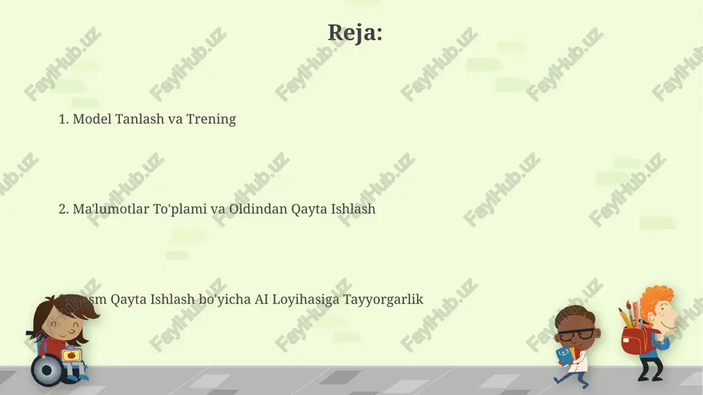 texnologiyalar opencv kutubxonasi, 300 dan ortiq funksiyalarni o'z ichiga olgan holda, rasmni qayta ishlashning turli algoritmlarini, shu jumladan, filtrlash, kontur aniqlash va ob'ekt tanib olishni amalga oshirishga imkon beradi. cuda va cudnn kabi gpu tezlashtirish texnologiyalari, rasm qayta ishlash vazifalarini bajarish tezligini 10-100 baravarga oshirib, hisoblash vaqtini sezilarli darajada qisqartiradi. rasm segmentatsiyasi rasm segmentatsiyasi 256x256 pikselli tasvirni 4 ta asosiy segmentga ajratishni o'z ichiga olishi mumkin, bu esa har bir segmentning o'ziga xos xususiyatlarini aniqlashga yordam beradi va keyinchalik tasvirni tahlil qilishni soddalashtiradi. segmentatsiya jarayonida k-means kabi klasterlash algoritmlaridan foydalanib, 10 dan ortiq turli xil ranglarning guruhlarini aniqlash va ularni ajratib ko'rsatish mumkin, bu esa tasvirning tarkibiy qismlarini aniqlashga yordam beradi. rasmlarni oldindan qayta ishlash rasmlarni oldindan qayta ishlash jarayonida 256 dan ortiq ranglarni 256 ga kamaytirish (ranglar sonini kamaytirish) orqali fayl hajmini 10-20% ga qisqartirish mumkin, bu esa keyingi jarayonlarni tezlashtiradi. rasmlarni oldindan qayta ishlashda, masalan, 1000x1000 piksellik suratni …