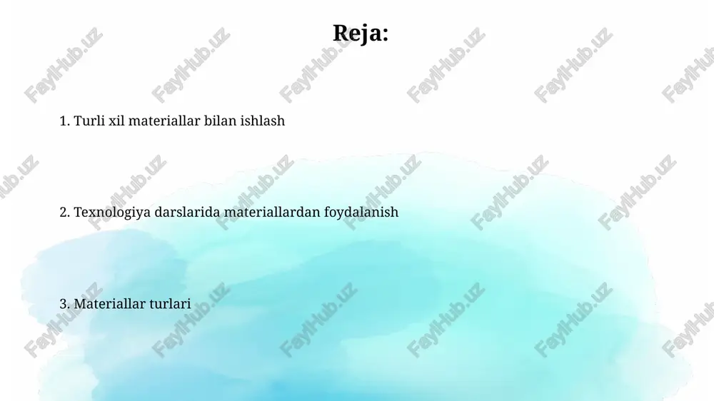 ning kengligi taxminan 1-2 elektron volt atrofida bo'ladi va bu materialning elektr xossalarini aniqlaydi. yarim o'tkazgichlarning elektr o'tkazuvchanligi haroratga juda bog'liq bo'lib, harorat 10°c oshganda o'tkazuvchanlik ikki barobarga oshadi. sintetik materiallar sintetik materiallar, masalan, polimerlar, 1000 dan ortiq turga ega boʻlib, ularning xossalari, zichligi va mustahkamligi jihatidan katta farq qiladi. sintetik materiallarning ishlab chiqarish jarayoni, kimyoviy reaksiyalar va polimerizatsiya kabi murakkab jarayonlarni o'z ichiga oladi, bu esa ularning xususiyatlarini aniq nazorat qilish imkonini beradi. elektron komponentlar elektron komponentlarning ishlash temperaturasi diapazoni –40°c dan +125°c gacha oʻzgarishi mumkin. bu komponentni qanday sharoitlarda ishlatish mumkinligini aniqlashda muhim omil hisoblanadi. tranzistorlar, rezistorlar va kondensatorlar kabi passiv va faol elektron komponentlar turli xil materiallar, masalan, kremniy, alyuminiy va seramika kabi materiallardan tayyorlanadi. ushbu materiallarning xossalari komponentning ishlash xususiyatlarini belgilaydi. 3d-bosib chiqarish materiallari abs (acrylonitrile butadiene styrene) plastmassasi 210-250°c haroratda eriydi va yuqori chidamlilikka ega, shuning uchun murakkab geometriyali va funktsional 3d-modellarni yaratish uchun juda …