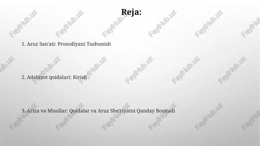 i. adabiy qoidalarga kirish aruz - she'rda hecalarning miqdoriga e'tibor qaratadigan arab prosody tizimi. "adabiyot qoidalari"ni o'rganish o'quvchilarga adabiy uslublarni tushunish va qadrlashga yordam beradi. aruzning tilga ta'siri "adabiyot qoidalari"ni o'rganish aruz prinsiplari, ularni qo'llash va arab she'riyatiga ta'sirini chuqur tushunishni ta'minlaydi. aruz arab she'riyatining ritmik tuzilmasiga ta'sir qildi, aniq o'lchovlarni yaratib, uning musiqaliligini oshirdi. aruzni yozishda qo'llash "adabiyot qoidalari"ni o'rganish sizga yaxshi yozish tamoyillarini tushunishga yordam beradi. aruz, she'rning ritm va o'lchovini boshqaradigan arab prosodiyasi tizimidir. aruzni tushunish aruz, ritmik naqshlarga asoslangan an'anaviy arab prozodiy tizimi. "aruz haqida" aruz tarixi, nazariyasi va qo'llanilishi haqida ma'lumot olish uchun manbadir. xulosa va kelajakdagi yo'nalishlar "adabiyot qoidalari"ni aruz bilan birlashtirish arab adabiyoti an'analarini chuqurroq tushunishga imkon beradi. aruzni o'rganish arab she'riyatining texnik murakkabliklarini tushunish uchun juda muhim. aruzning kelib chiqishi "aruz haqida" arab she'riyatini tuzilishini belgilovchi murakkab tizimning tarixi, nazariyasi va amaliyoti haqida chuqur ma'lumot beradi. "adabiyot qoidalari"ni o'rganish yozma asarlarni boshqaradigan …