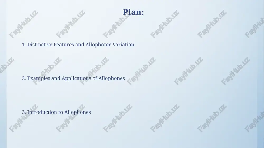 al /n/ might become a bilabial /m/ before a bilabial stop like /p/ as in "unpleasant" feature changes, like voicing, can trigger allophonic variation. for example, the aspiration of voiceless stops in english (/p/, /t/, /k/) is only present in word-initial stressed syllables; unstressed and word-medial positions show unaspirated allophones. minimal pairs and allophonic variation allophonic variations, unlike phonemic contrasts illustrated by minimal pairs, are predictable based on phonetic context; for instance, the aspiration of /p/ in 'pin' versus its unaspirated counterpart in 'spin' represents 2 allophones of the same phoneme, lacking minimal pair distinction. the identification of allophones, as opposed to separate phonemes, hinges on the absence of minimal pairs; if substituting one sound for another creates a different word (2 distinct meanings), they are separate phonemes; otherwise, they are allophones of the same phoneme introduction to phones and phonemes phones are the smallest segmental units of speech, represented …