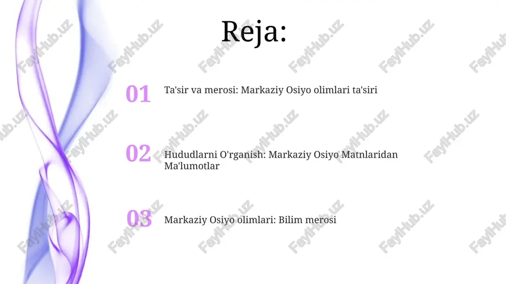 : "algebra otasi" deb ataladi, chunki u bu sohada katta hissa qo'shgan. uning matematika, astronomiya va geografiya sohalariga qo'shgan hissalari mintaqaviy tadqiqotlarga sezilarli ta'sir ko'rsatdi. al-biruniy (973-1048): astronomiya, geografiya, tarix va matematika sohalaridagi hissasi bilan tanilgan polimat. markaziy osiyo madaniyatlari va jamiyatlari haqida keng miqyosda yozgan. markaziy osiyo ilmining tematik yo'nalishi markaziy osiyo madaniyatlari, tillari va siyosiy tizimlari haqida chuqur ma'lumotlar. markaziy osiyo tarixi, madaniyati va jamiyati, qo'shni mintaqalar bilan o'zaro munosabatlarni o'z ichiga oladi. til, adabiyot, san'at, din, siyosiy tarix va iqtisodiy rivojlanish bo'yicha boy ilmiy ishlar. til va adabiy an'analar markaziy osiyo ijtimoiy tuzilmalari, siyosiy tizimlari, iqtisodiy faoliyati va diniy e'tiqodlari haqida qimmatli ma'lumotlar beradi va noyob tarixiy nuqtai nazarni taqdim etadi. hududiy tadqiqotlarga hissasi: ular geografiya, tarix, astronomiya, tibbiyot va falsafa bo'yicha kashfiyotchilik ishlarini yaratdilar, markaziy osiyoning boy madaniy landshaftini yoritib berdilar. markaziy osiyo olimlari fors, arab, turkiy va sanskrit kabi turli tillarni va adabiy shakllarni saqlab …