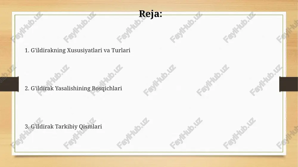 ning tuzilishi va vazifasiga qarab o'zgaradi, odatda 4 dan 12 tagacha shpal ishlatiladi. g'ildiraklarning xavfsizligi va texnik ko'rikdan o'tish shinalarning protektor chuqurligi 1,6 mm dan kam bo'lganda, ularni almashtirish zarur, chunki bu tormoz yo'lining uzayishiga va suv ustida sirpanish xavfini oshiradi. g'ildiraklarning boltlari yoki gaykalari moment kaliti yordamida ishlab chiqaruvchi ko'rsatgan momentga qattiq tortilishi kerak, bo'shashgan g'ildiraklar halokatli oqibatlarga olib kelishi mumkin. g'ildiraklarning balansirovkasi va geometriyasi har 10 000 kmda yoki 6 oyda bir marta tekshirilishi kerak, aks holda, avtomobilning boshqaruvchanligi va shinalarning tez aşinishiga olib kelishi mumkin. g'ildirakning asosiy qismlari g'ildirakning asosiy qismlaridan biri bo'lgan jant, odatda 16 dan 24 gacha bo'laklardan yasalgan va bu bo'laklarning mustahkamligi g'ildirakning umumiy chidamliligiga ta'sir qiladi. shimaga g'ildirakning rezina qismi o'rnatiladi, diametri turlicha bo'lishi mumkin (masalan, 17 yoki 20 dyuym) va bu o'lcham avtomobilning tezligi va yo'l tutumiga ta'sir qiladi. simlar, g'ildirakning markaziy qismi bo'lgan shpalkaga mahkam o'rnatiladi va ularning soni, masalan, 32 …