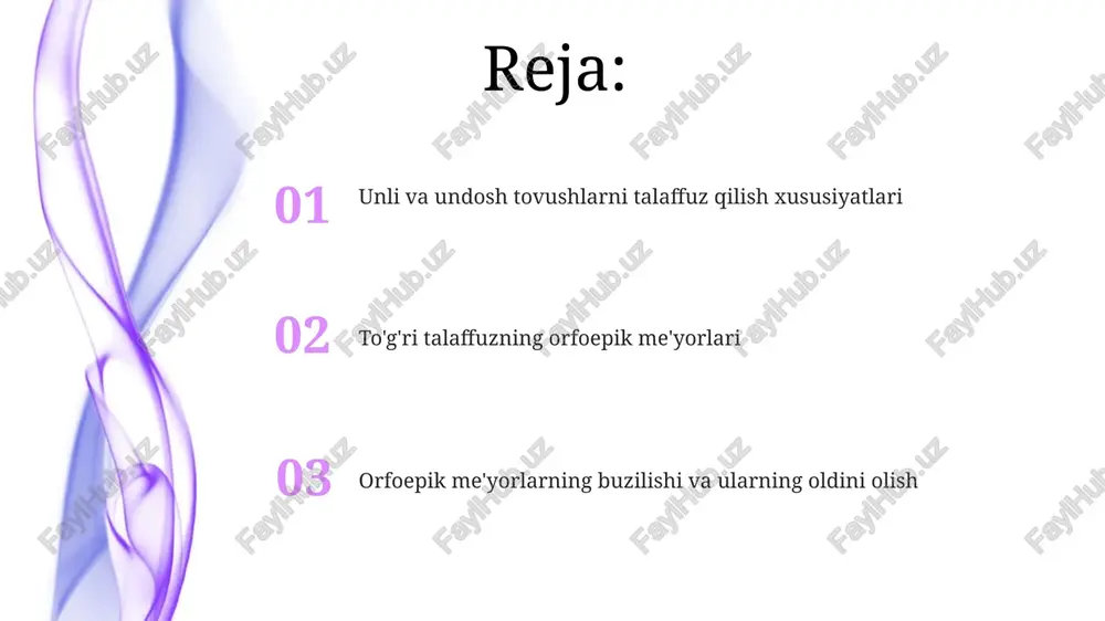 dor 3 ta fonetik qoida mavjud. masalan, urg'uli bo'g'indagi unlilar odatda uzunroq talaffuz etiladi. zamonaviy o'zbek adabiy tilining talaffuzi o'zbek adabiy tilining talaffuz normasini shakllantirishda 5 ta asosiy manba, jumladan, adabiy asarlar va radio-televizion nutqlari hisobga olingan. zamonaviy o'zbek adabiy tilida 100 dan ortiq so'zning talaffuzida o'zgarishlar kuzatilgan bo'lib, ular asosan urg'u va unlilarning sifati bilan bog'liq. "talaffuz" bo'limida 7 ta asosiy fonetik hodisa, jumladan, assimilyatsiya va dissimilyatsiya kabi jarayonlar batafsil bayon etilgan. chet el so'zlarining talaffuzi "chet el so'zlarining talaffuzi"da stressning to'g'ri qo'llanishi muhim, chunki 2 ta bir xil so'z, lekin stressning turli joylashishi bilan ma'no jihatidan farq qilishi mumkin. masalan, ingliz tilidagi "present" so'zi ikki xil ma'noda ishlatilishi mumkin. taxminan 30% chet el so'zlari o'zbek tiliga fonetik moslashuvlar bilan kirib kelgan bo'lib, ularning talaffuzi o'zbek tilining fonetik qonunlariga bo'ysunadi. bunday so'zlarning talaffuzini o'rganishda, tilning ovoz tizimini bilish kerak. transkripsiya belgilari "chet el so'zlarining talaffuzi"ni aniqlashda muhim rol o'ynaydi, …