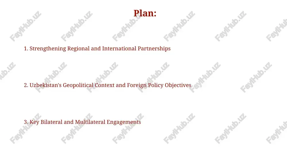 ation in the belt and road initiative has facilitated over $10 billion in infrastructure projects, strengthening connectivity and attracting foreign investment. over 50 new diplomatic missions have been established by uzbekistan globally in the past decade, reflecting its proactive approach to expanding international relations and collaborations. foreign policy priorities uzbekistan prioritizes strengthening ties with its 5 neighboring countries, focusing on trade agreements exceeding $10 billion annually, to bolster regional economic integration and stability. energy cooperation is a key foreign policy priority, with uzbekistan actively pursuing projects involving over 20 international partners to diversify its energy exports and strengthen its position in regional energy markets. role in the un uzbekistan's un voting record reflects a commitment to multilateralism, often aligning with resolutions promoting human rights, non-proliferation, and peaceful conflict resolution, with over 80% alignment with key un resolutions annually. as a non-permanent member of the un security council (a position it …