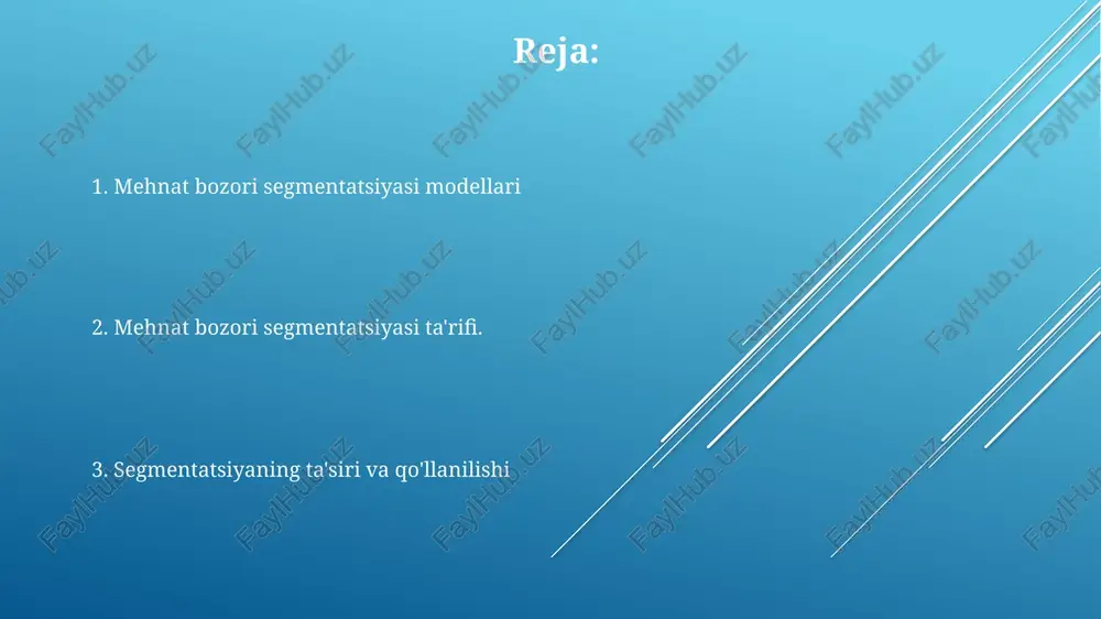 oni. ta'lim, tajriba, ko'nikmalar, joylashuv. mehnat bozori segmentatsiyasini aniqlash bu model turli guruhlardagi ish haqi, imkoniyatlar va ishga joylashishning barqarorligi bo'yicha farqlarni tushuntirishga yordam beradi. segmentatsiya modeli ishchilarni birlamchi (yuqori malakali, barqaror ish o'rinlari) va ikkilamchi (past malakali, beqaror ish o'rinlari) segmentlarga ajratadi. mehnat bozori segmentatsiyasi mehnat bozorini ko'nikmalar, ta'lim yoki kasb kabi omillarga asoslangan holda alohida guruhlarga ajratadi. tengsizlik va ijtimoiy harakatlilik pastki qavatlarda imkoniyatlar cheklangan, ish haqi past va ish o'rnining beqarorligi bor, bu tengsizlikni abadiylashtiradi. mehnat bozori ko'nikmalar, ta'lim va ish joyining barqarorligiga qarab darajalarga bo'linadi. yuqori darajalar yuqori daromad, imtiyozlar va yuqori ko'tarilish imkoniyatlarini taklif etadi. ichki mehnat bozori modeli ichki mehnat bozori modeli: tashkilot ichida ichki ko'tarilish va ish o'rinlari narvonlariga urg'u beradi, uzoq muddatli martaba yo'llari va sadoqat taklif etadi. bo'linish modeli: mehnat bozorini malaka, ta'lim va ijtimoiy tarmoqlar kabi omillarga asoslanib segmentlarga ajratadi, bu turli ish imkoniyatlariga ega bo'lgan alohida guruhlarni yaratadi. ikkala …