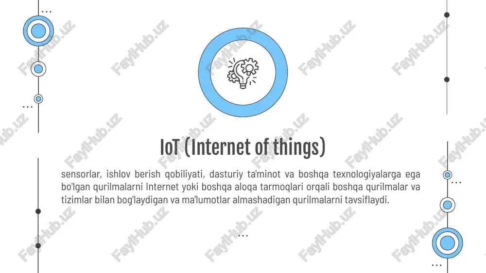 arajatlarni kamaytirish uchun ijaraga olingan avtomobil parklarini monitoring qilish. ota-onalarga bolalarining haydash xatti-harakatlarini kuzatishga yordam berish. avtohalokat sodir bo'lgan taqdirda do'stlar va oila a'zolarini avtomatik ravishda xabardor qilish. avtomobilga texnik xizmat ko'rsatish ehtiyojlarini bashorat qilish va oldini olish. aqlli uy qurilmalari asosan uyning samaradorligi va xavfsizligini oshirishga, shuningdek, uy tarmog'ini yaxshilashga qaratilgan. aqlli rozetkalar kabi qurilmalar elektr energiyasidan foydalanishni nazorat qiladi va aqlli termostatlar haroratni yaxshiroq nazorat qiladi. gidroponik tizimlar bog'ni boshqarish uchun iot sensorlaridan foydalanishi mumkin, iot tutun detektorlari esa tamaki tutunini aniqlay oladi. eshik qulflari, xavfsizlik kameralari va suv oqish detektorlari kabi uy xavfsizlik tizimlari tahdidlarni aniqlashi va oldini olishi va uy egalariga ogohlantirishlar yuborishi mumkin. ishlatilmaydigan qurilmalarni avtomatik ravishda o'chirish. ijara mulkini boshqarish va texnik xizmat ko'rsatish. kalitlar yoki hamyonlar kabi noto'g'ri joylashgan narsalarni topish. changni tozalash, qahva tayyorlash va hokazo kabi kundalik vazifalarni avtomatlashtirish. iot ilovalari shaharsozlik va infratuzilmani saqlashni yanada samaraliroq qildi. hukumatlar infratuzilma, sog'liqni …