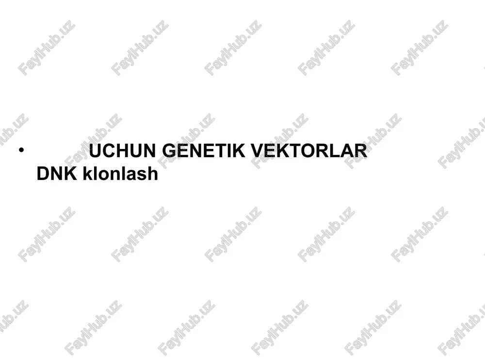 a yaratilgan (f- plazmidlar,r-plazmidlar, degradatsiya plazmidlari, sirli plazmidlar) ferment vositalaridan foydalangan holda genetik muhandislik usullari bilan. yuqori nusxali plazmidlar har bir hujayrada 10-1000 dnk nusxasida mavjud. kam nusxali plazmidlar hujayrada 1-4 nusxada mavjud. klonlash vektoripbr322 u 1980-yillarda bolivar va rodriges tomonidan yaratilgan va dnkni klonlash uchun eng mashhur universal vektorlardan biri hisoblanadi. qarshilik genlari tetratsiklin uchun( ) va ampitsillin( ) noyob saytlarni o'z ichiga oladi uchun tan olish hindiii,sali,bamhivapsti. bilanaity ekorivapvuiijoylashgan bu genlardan tashqarida. vektor uzunligi 4361 bp. plazmidni o'z ichiga olgan hujayralarning fenotipik xususiyatlaripbr322 qo'shimchali va qo'shimchasiz transformatsiya- bakterial hujayraga rekombinant dnkni kiritish jarayoni. xost hujayra ma'lum bir fenotipga ega bo'lishi kerak: r, ya'ni unda cheklovchi fermentlar bo'lmasligi kerak; u umumiy rekombinatsiyaga qodir bo'lmasligi kerak (reca)shuning uchun ekzogen dnk gomologik rekombinatsiya bilan o'zgartirilmaydi. transformatsiya chastotasi- hujayra populyatsiyasida begona dnkni olgan hujayralar nisbati; hujayralarning umumiy soniga transformatorlar soni sifatida ifodalanadi. transformatsiya samaradorligi- transformatsiya uchun olingan 1 mkg dnkga transformantlar soni. …