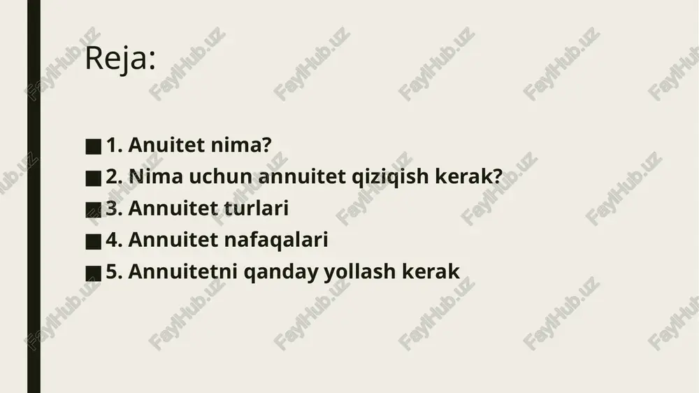 i istiqbolda rejalashtirmoqchi bo'lgan barcha odamlar bo'lar edi. ammo, buni amalga oshirish uchun muhim kapitalga ega bo'lish kerak, chunki aks holda ko'rib chiqish ancha qiyin. annuitet turlari hayotiy annuitet haqida o'ylashning yana bir jihati shundaki, bu erda nafaqat bitta modallik, balki ularning bir nechtasi mavjud. xususan, eng keng tarqalgan quyidagilar: kapital o'tkazildi. ushbu turdagi annuitetning zararli tomoni shundaki, qo'yilgan pulni undirib bo'lmaydi, shunday qilib dastlabki mukofot, vafot etgan taqdirda yoki ijara haqini bekor qilmoqchi bo'lsangiz, uni ololmaysiz. ammo, buning evaziga sug'urtalovchi odatdagidan yuqori ijara haqini taklif qilishiga ishonch hosil qiladi. bu sog'liq bilan bog'liq jiddiy muammolarga duch kelmaydigan va ushbu daromaddan uzoq vaqt bahramand bo'la oladiganlar uchun juda mos keladi (natijada u o'z samarasini beradi). doimiy daromad. shuningdek, zaxira qilingan kapital deb ham ataladi. buning sababi shundaki, boshlang'ich mukofot taqdim etiladi, ammo avvalgisidan farqli o'laroq, sug'urta bekor qilinishi va qo'shilgan mukofot qoplanishi mumkin. muammo shundaki, bu pulni qaytarib olish to'g'risida …