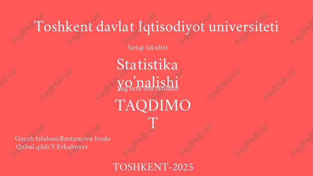 sidagi munosabatni huquqiy me’yorlar belgilaydi sug‘urta jarayonida ikki tomon ishtirok etadi: sug‘urtalovchi – sug‘urta xizmatini ko‘rsatuvchi tashkilot (kompaniya); sug‘urtalanuvchi – o‘z mulkiy manfaatini himoya qilish uchun sug‘urtaga murojaat qiluvchi shaxs. ular o‘rtasida yozma shartnoma tuziladi va bu munosabatlar maxsus qonunlar bilan tartibga solinadi, masalan: “sug‘urta faoliyati to‘g‘risida”gi qonun; fuqarolik kodeksi; prezident farmonlari yoki hukumat qarorlari. 📌 natija: bu huquqiy asoslar taraflar o‘rtasida adolatli va aniq munosabatlar bo‘lishini, shuningdek nizolarni hal qilish imkonini beradi. huquqiy asos tushunchasi huquqiy asos — bu sug‘urta faoliyatini tartibga soluvchi qonunlar, kodekslar, hukumat qarorlari va xalqaro bitimlar to‘plamidir. 🔹 ushbu huquqiy hujjatlar: sug‘urtalovchi va sug‘urtalanuvchi o‘rtasidagi munosabatlarni tartibga soladi; sug‘urta shartnomalarini rasmiylashtirish va bajarish jarayonini nazorat qiladi; fuqarolarning manfaatlarini himoya qilishni ta’minlaydi; nizolarni hal etish va javobgarlikni aniqlashda mezon bo‘lib xizmat qiladi. 📌 natija: huquqiy asoslar tufayli sug‘urta tizimi adolatli, shaffof va ishonchli ishlaydi. o‘zbekiston respublikasi konstitutsiyasi o‘zbekiston respublikasining konstitutsiyasi sug‘urta faoliyatining asosiy huquqiy tayanchi hisoblanadi. …