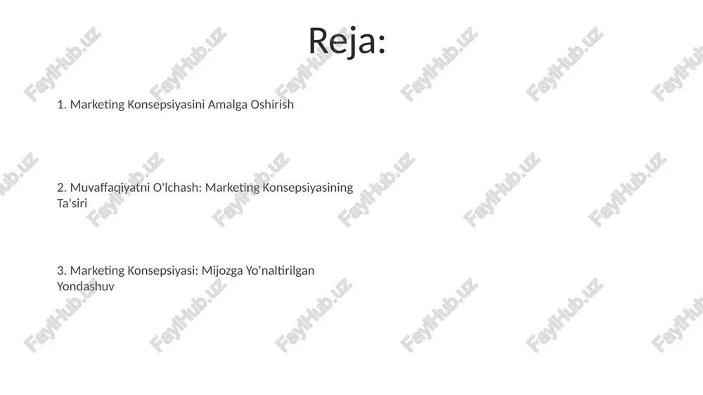 . marketing konsepsiyasi: mijozlarning ehtiyoj va istaklarini tushunish va qondirishga qaratilgan. mahsulot ishlab chiqish mahsulot ishlab chiqish va marketing konsepsiyasi: bozor talablariga javob beradigan va foydali savdolarni amalga oshirish uchun birgalikda ishlang. marketing konsepsiyasi: mijoz ehtiyojlarini tushunish va ularni qondirish biznes muvaffaqiyatining kaliti sifatida qaraladi. ehtiyojlar hayot uchun asosiy talablar, xohish-istaklar esa istaklardir. marketing konsepti mijozlar ehtiyojlarini va xohish-istaklarini foydali tarzda qondirishga qaratilgan. ehtiyoj va istaklar mijozga yo'naltirilganlik marketing konsepsiyasi: mijozlarning ehtiyoj va istaklarini tushunish va qondirishga qaratilgan biznes falsafasi. mijozga yo'naltirilganlik: barcha biznes qarorlarida mijoz ehtiyojlari va qoniqishini birinchi o'ringa qo'yish. bozor segmentatsiyasi va maqsadli auditoriya maqsadli auditoriya: marketing harakatlarini yo'naltirish uchun tanlangan aniq segmentlar. bozor segmentatsiyasi: bozorni umumiy xususiyatlarga ega guruhlarga bo'lish. raqamli marketing & texnologiya marketing konsepsiyasi mijoz ehtiyojlarini tushunish va ularni qondirish uchun qiymat yaratishga qaratilgan. raqamli marketing onlayn mijozlarga yetib borish va ularni jalb qilish uchun texnologiyalardan foydalanadi. mijoz bilan munosabatlarni qurish doimiy aloqalar orqali …