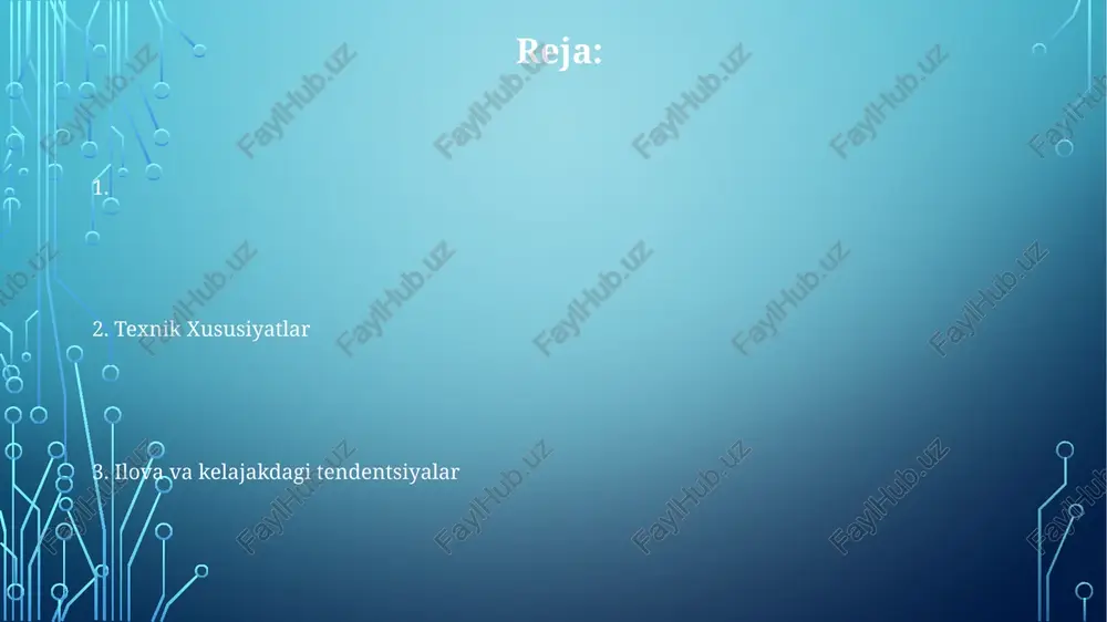 : manevrli, havoda osib turish imkonini beradi, ko'pincha qidiruv va qutqaruv yoki havodan suratga olishda ishlatiladi. aloqa tizimlari texnik xususiyatlarga masofa, o'tkazish qobiliyati, kechikish va ma'lumot uzatish tezligi kiradi. uavlar turli xil aloqa texnologiyalarini, jumladan radio chastota (rf), sun'iy yo'ldosh va uyali tarmoqlarni qo'llaydi. aloqa tizimlari uavlarga buyruqlarni qabul qilish, ma'lumotlarni uzatish va boshqa samolyotlar bilan muvofiqlashtirish imkonini beradi. sensor tizimlari sensor tizimlari: kamera, lidar, radar va koʻp spektrli sensorlar ma'lumotlarni yigʻish uchun ishlatiladi. texnik xususiyatlar: parvoz vaqti, masofa, yuk og'irligi va sensor aniqligi kabi omillar muhim hisoblanadi. uavlar: qanotli, vintli va gibrid dizaynlar turli uchish xususiyatlari va yuk ko'tarish qobiliyatlarini taklif etadi. qoidalar va qonunlar texnik xususiyatlari: uavlar o'lchamlari, og'irligi, masofasi, yuk ko'tarish qobiliyati va batareya muddati bo'yicha sezilarli darajada farq qiladi. qonunlar va huquqiy asoslar: uchuvchi apparatlar havo maydoni, litsenziya va foydalanish bo'yicha qat'iy qoidalarga bo'ysunadi. uchuvchisiz havodagi transport vositalari (uavlar): bu samolyotlar masofadan boshqariladi va fotosuratga olish, …