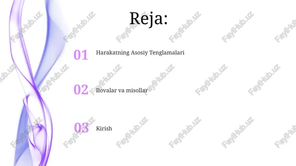 r ko'tarilganda massa ortadi. raketaning uchishi: yoqilg'i yonishi bilan massa kamayadi. kosmik sayohatda qo'llanmalar sun'iy yo'ldosh joylashtirish: katta kosmik kemasidan kichik sun'iy yo'ldoshni chiqarish. raketalar kabi o'zgaruvchan massa sistemalari, impuls olish uchun yonilg'ini tashlaydi. kosmik chiqindilarni kamaytirish: to'qnashuvni oldini olish uchun o'zgaruvchan massaning chiqindilar harakatiga qanday ta'sirini tushunish. newtonning o'zgaruvchan massa uchun ikkinchi qonuni bu kuch tizimning massasi va/yoki tezligini o'zgartiradi. tizimdagi tashqi kuchlar va impuls o'zgarishini hisobga olish juda muhim. tizimning impuls o'zgarish tezligi unga ta'sir etuvchi tashqi kuchlarning yig'indisiga teng. e'tiboringiz uchun rahmat @taqdimot_robot image1.jpeg image2.jpeg image3.jpeg