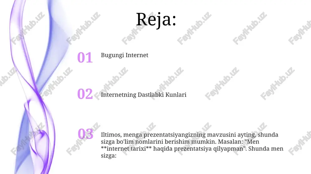 ilarga qadar, quvvatlantiradi. markazlashtirish va blokkechayn texnologiyasi ma'lumotlar va onlayn platformalarga egalik va nazoratni qayta shakllantiradi. e'tiboringiz uchun rahmat @taqdimot_robot image1.jpeg image2.jpeg image3.jpeg
