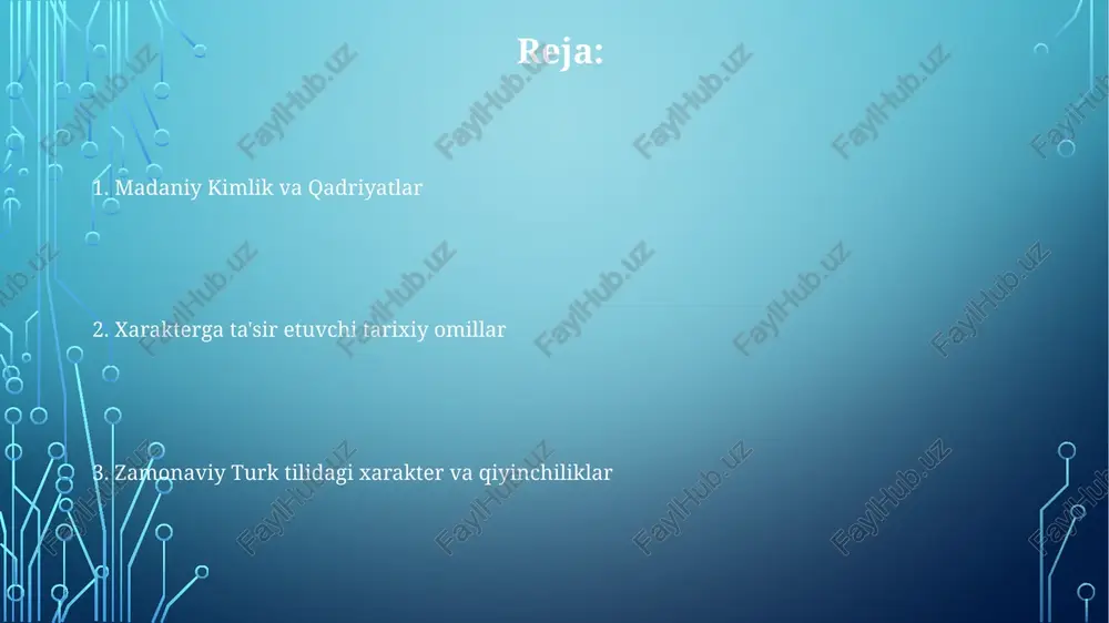 grafiya va turli madaniy o'zaro ta'sirlarning ta'sirida noyob va jonli badiiy manzarani yaratdi. badiiy ifoda: ko'chmanchi meros va madaniy qadriyatlarga chuqur ildiz otgan xalq san'ati, an'anaviy hunarmandchilik va musiqa boy gilami. turk xalqining xarakteri: mehmondo'stligi, chidamliligi, kuchli jamoatchilik tuyg'usi va katta yoshdagilarga hurmati bilan tanilgan. musiqa va raqs musiqa turkiy madaniyatiga chuqur singib ketgan, ularning ko'chmanchi tarixi, ijtimoiy qadriyatlari va ruhiy dunyosini aks ettiradi. raqs shakllari ifodali bo'lib, ko'pincha murakkab oyoq harakatlari va qo'l ishoralari bilan birga, turkiy xalqlarning quvonchini, ishtiyoqini va hikoya qilish qobiliyatini namoyish etadi. musiqa va raqsning turkiy an'analaridagi yaqin aloqasi jamoatchilik hissi, bayram va madaniy o'zlikni aks ettiradi. oila qadriyatlari mehmondo'stlik va saxovat: mehmonlarni kutib olish va oziq-ovqat hamda resurslarni baham ko'rish turkiy urf-odatlarning ajralmas qismidir. qattiqlik va mehnatsevarlik: qiyinchiliklarga qarshi turishda qat'iyat va sabr-toqat muhim qadriyatlardir. kuchli oila aloqalari: turk xalqlari kengaytirilgan oila aloqalariga va o'zaro yordamga e'tibor qaratadilar. jasorat va kuch qiyinchiliklarga qaramay jasorat …