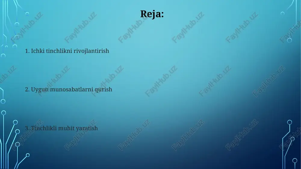 tdorchilik yuragi ichki tinchlik va uyg'unlikka olib keladi. jamoa rolı kuchli ijtimoiy aloqalar va jamoatchilik ishtiroki tinch va uyg'un muhit yaratadi. jamiyat mansublik va qo'llab-quvvatlash hissiyotini rivojlantirib, tinchlik va uyg'unlikka hissa qo'shadi. e'tiboringiz uchun rahmat @taqdimot_robot image3.jpg image4.jpg image5.jpg image6.jpg image7.jpg image8.jpg image9.jpg image10.jpg image11.jpg image12.jpg image13.jpg image2.png