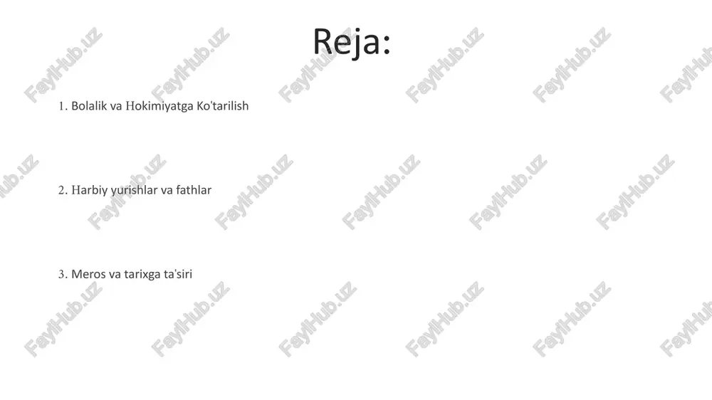 ning merosi. temuriylar imperiyasi amir temur (tamerlan) tomonidan asos solingan markaziy osiyodagi kuchli va ta'sirli imperiya edi. temuriylar, ayniqsa temurning nabirasi ulug'bek davrida san'at, me'morchilik, fan va savdo sohalariga qo'shgan hissasi bilan abadiy merosimizni qoldirishgan. amir temur samarqandda gullab-yashnayotgan madaniy markazni barpo etib, keng hududlarni zabt etgan mohir harbiy rahbar va davlat arbobi edi. huquq tizimi va sud amaliyoti temur kuchli sud tizimini yaratdi, unda sudlar ierarxiyasi va ixtisoslashgan sudyalar mavjud edi. islom qonuniga asoslangan, fors tilidagi huquqiy an'analar elementlarini o'z ichiga olgan murakkab huquq tizimi. adliya amaliyoti adolat, tartib va mulk huquqlarini himoya qilishga urg'u berdi. harbiy yurishlar va fath etganlar harbiy geniyligi bilan mashhur, yangi strategiya va taktikalarni qo'llaydi. fors va hindistondan tortib to eronigacha bo'lgan keng hududlarni zabt etib, temuriylar imperiyasini barpo etdi. san'at va fan homiysi, imperiyasining madaniy gullab-yashnashiga hissa qo'shgan. ijtimoiy islohotlar va xayriya choralar adolat va tenglikni ta'kidlovchi kuchli huquqiy tizimni yaratdi. din tolerantligini …