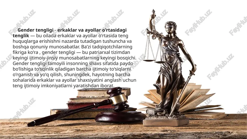 borish, kiyim-kechak sotib olish, yuzlarini kosmetika bilan bezash, bolalarga gʻamxoʻrlik qilish, uyni shinam qilish) ular baxtli boʻlolmaydi. ayol, oʻz navbatida, jamiyat uni faqat erkaklar ishini bajarishga majbur qilsa: baxtli boʻlmaydi: oʻtin kesish, mashinalarni taʼmirlash, buldozer haydash". biroq, gender tengligi nazariyasining tarafdorlari, bu fikr koʻp avlodlar davomida patriarxal taʼlim va insonlarning ilmga qarshi nazariyalar, stereotiplar va jamoatchilik fikrlarini idrok etishiga katta taʼsirga ega deb taʼkidlaydilar. baʼzi sotsiologlarning fikriga koʻra zamonaviy jamiyatda psixika, xulq-atvor motivlari va fikrlash uslubi jinsga bogʻliq degan fikr hukmronlik qilmoqda kontseptsiyani tanqid qilish hisobotning markaziy masalalaridan biri ayollarni ish bilan taʼminlash masalasi edi. hisobot mualliflarining fikriga koʻra, oliy maʼlumotli ayollar soni tarixiy maksimal darajaga yetganiga qaramay, ularning ish bilan taʼminlanish holati achinarli koʻrinishga ega. universtetlarni imtiyozli diplom bilan tugatgan yosh qizlar, ayniqsa, tibbiyot va matematika kabi fanlardan yosh yigitlarni tobora ortda qoldirishlariga qaramay, ish topa olmaydilar. gender siyosati amalga oshirilishini ta’minlashga doir vaqtinchalik maxsus choralar — jinslarning notengligini …