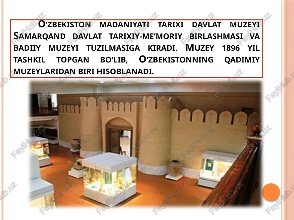 qurilgan bino ichida joylashgan. hukumat buyrug‘i bilan muzey 2010 yildan ulug‘bek ko‘chasiga olib o‘tilgan. muzey bir necha yil ta’mirlangan va 2014 yilning 1 sentyabrida te’mirdan chiqqan muzey binosining tantanali ochilish marosimi bo‘lib o‘tgan image2.jpeg image3.jpeg image4.jpeg image5.jpeg image6.jpeg image7.jpeg image8.jpeg image9.jpeg image10.jpeg image11.jpeg /docprops/thumbnail.jpeg